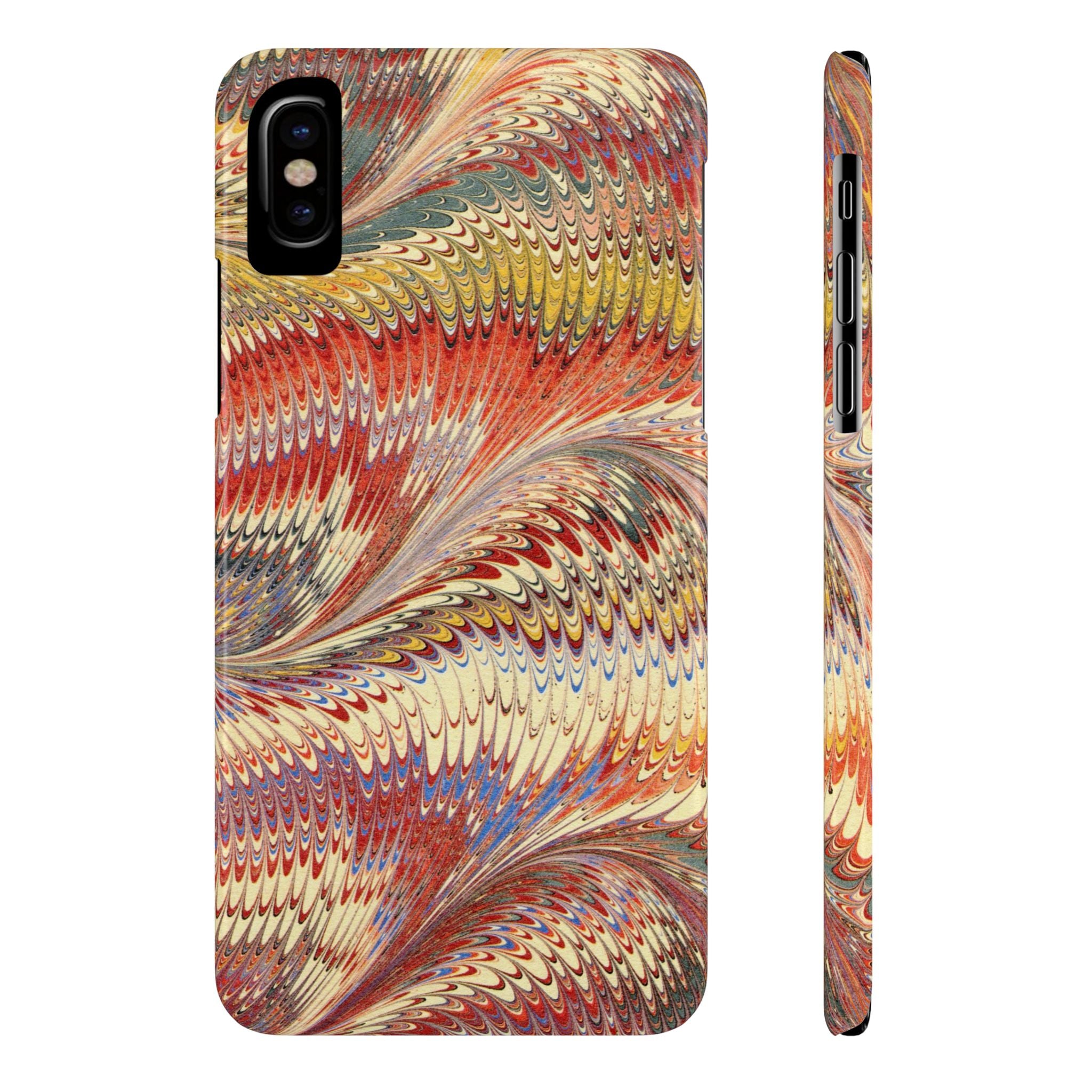 Marbled Design, Italy Feather Phone Case, Multi-Color, iPHONE16 Phone Cases and all sizes