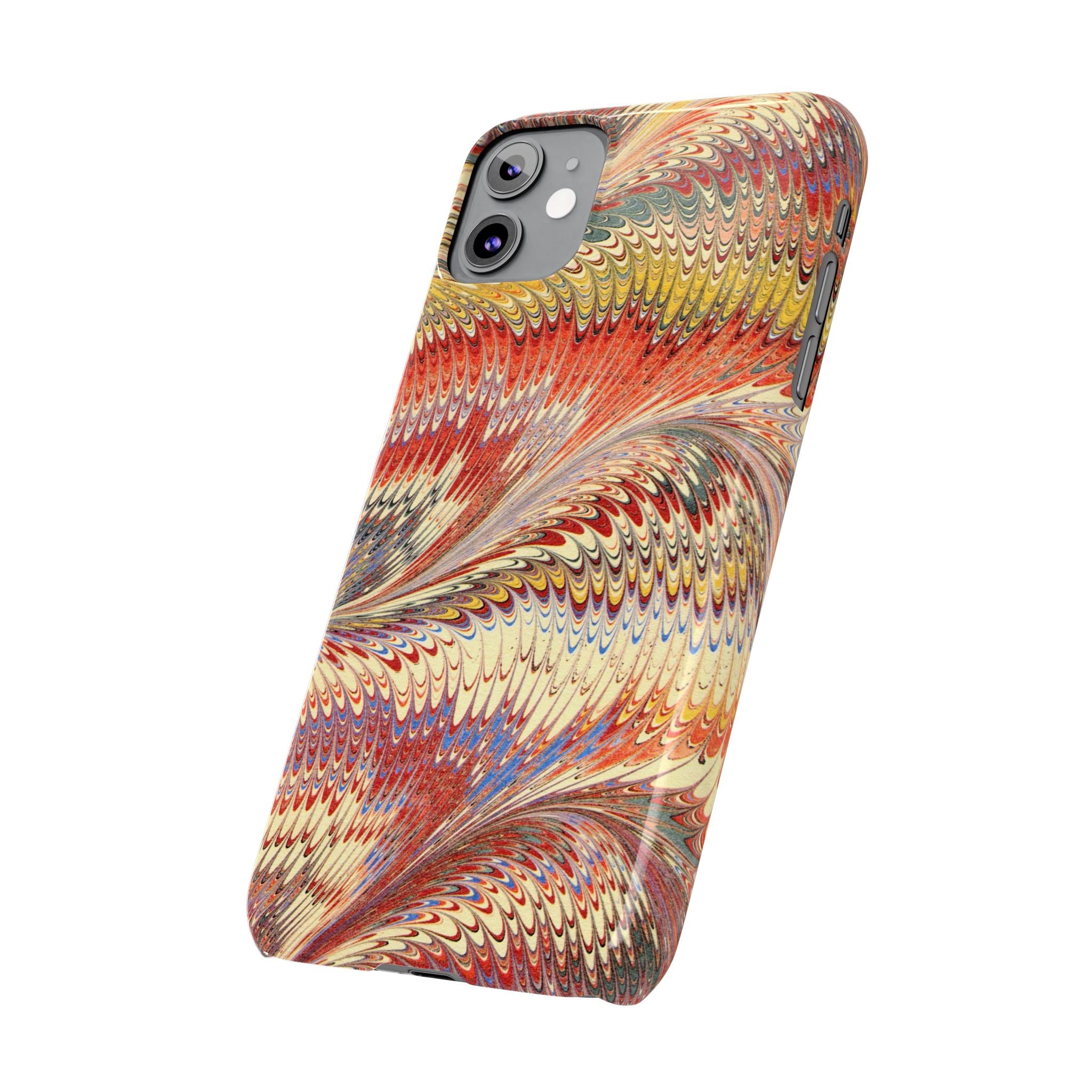Marbled Design, Italy Feather Phone Case, Multi-Color, iPHONE16 Phone Cases and all sizes