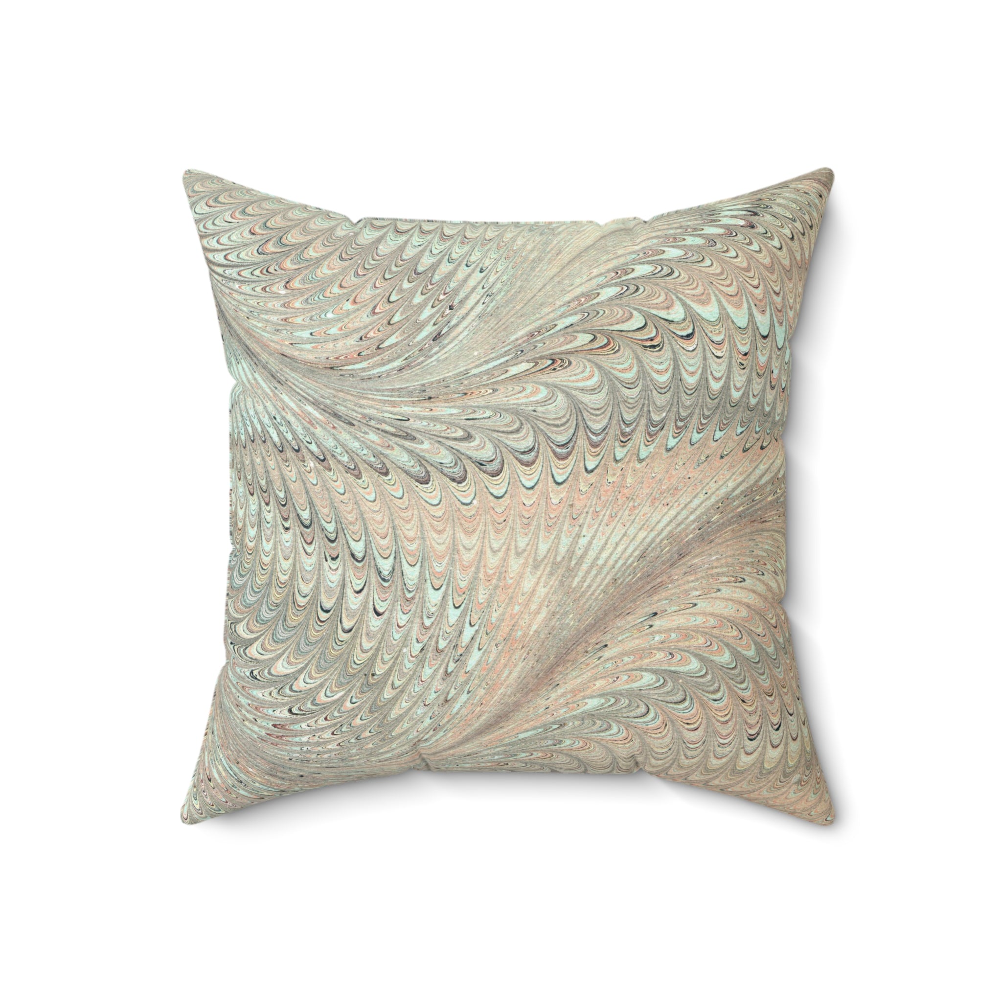 ITALIAN MARBLE Mint Green and Beige Square Pillow includes Pillow, Hidden Zipper