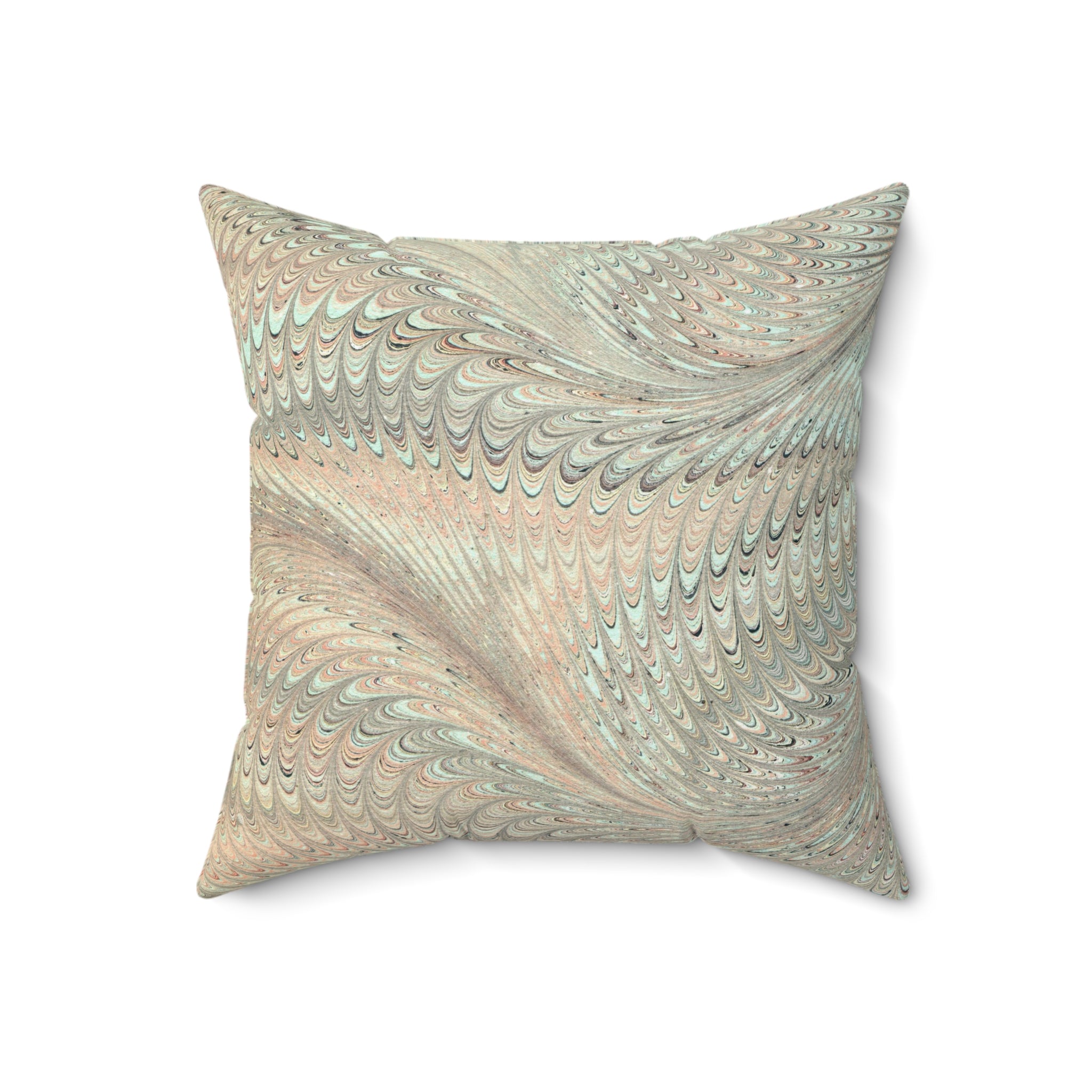 ITALIAN MARBLE Mint Green and Beige Square Pillow includes Pillow, Hidden Zipper