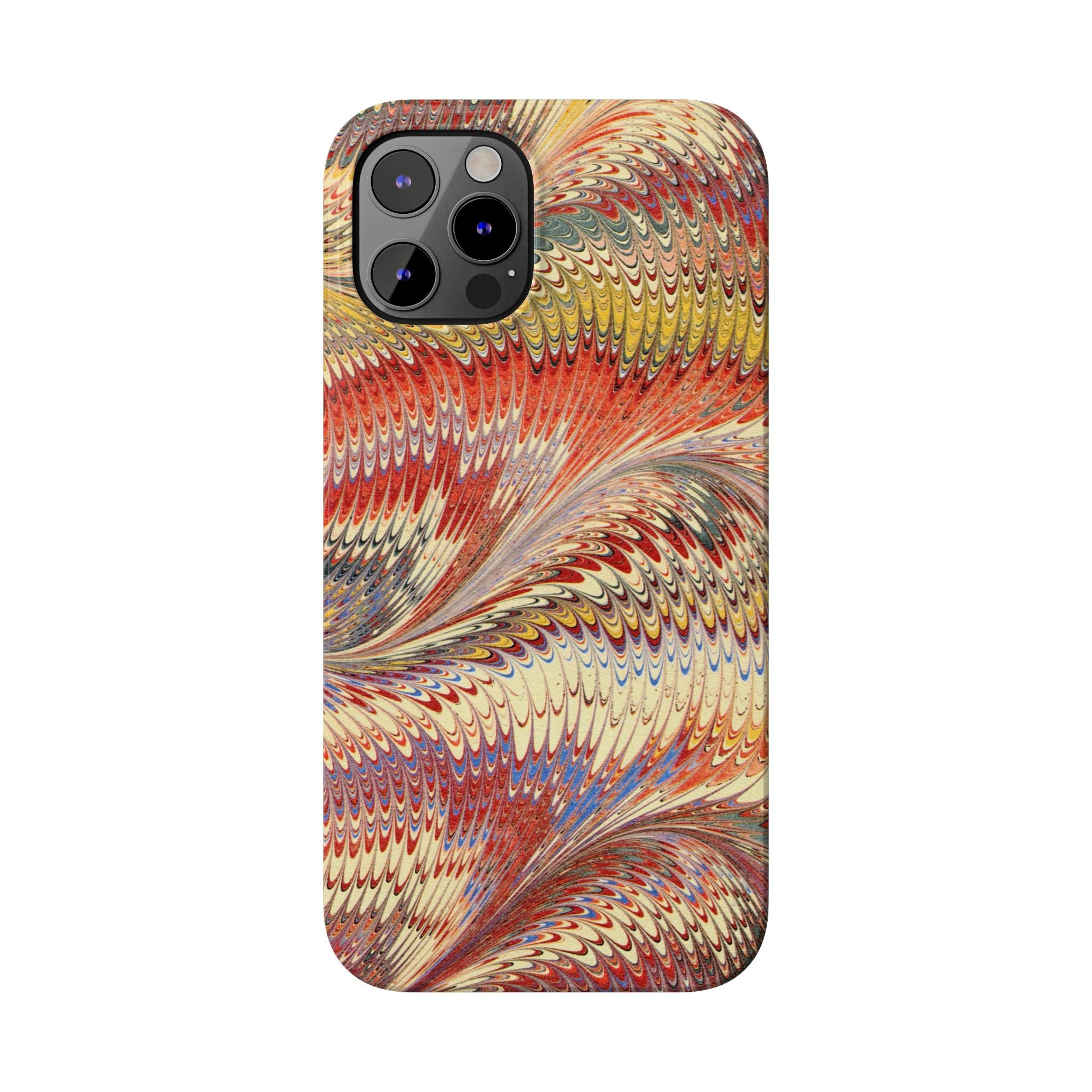 Marbled Design, Italy Feather Phone Case, Multi-Color, iPHONE16 Phone Cases and all sizes