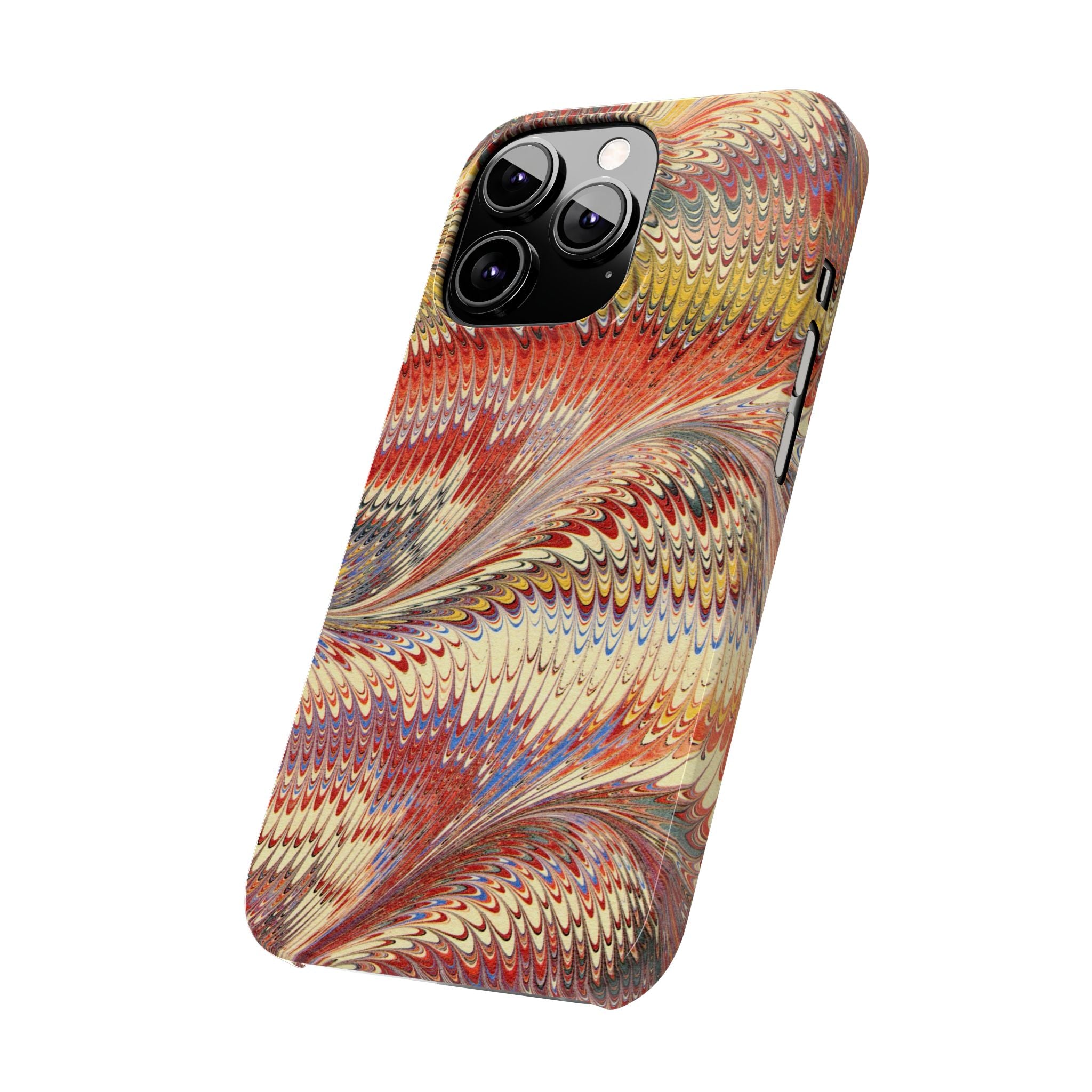 Marbled Design, Italy Feather Phone Case, Multi-Color, iPHONE16 Phone Cases and all sizes