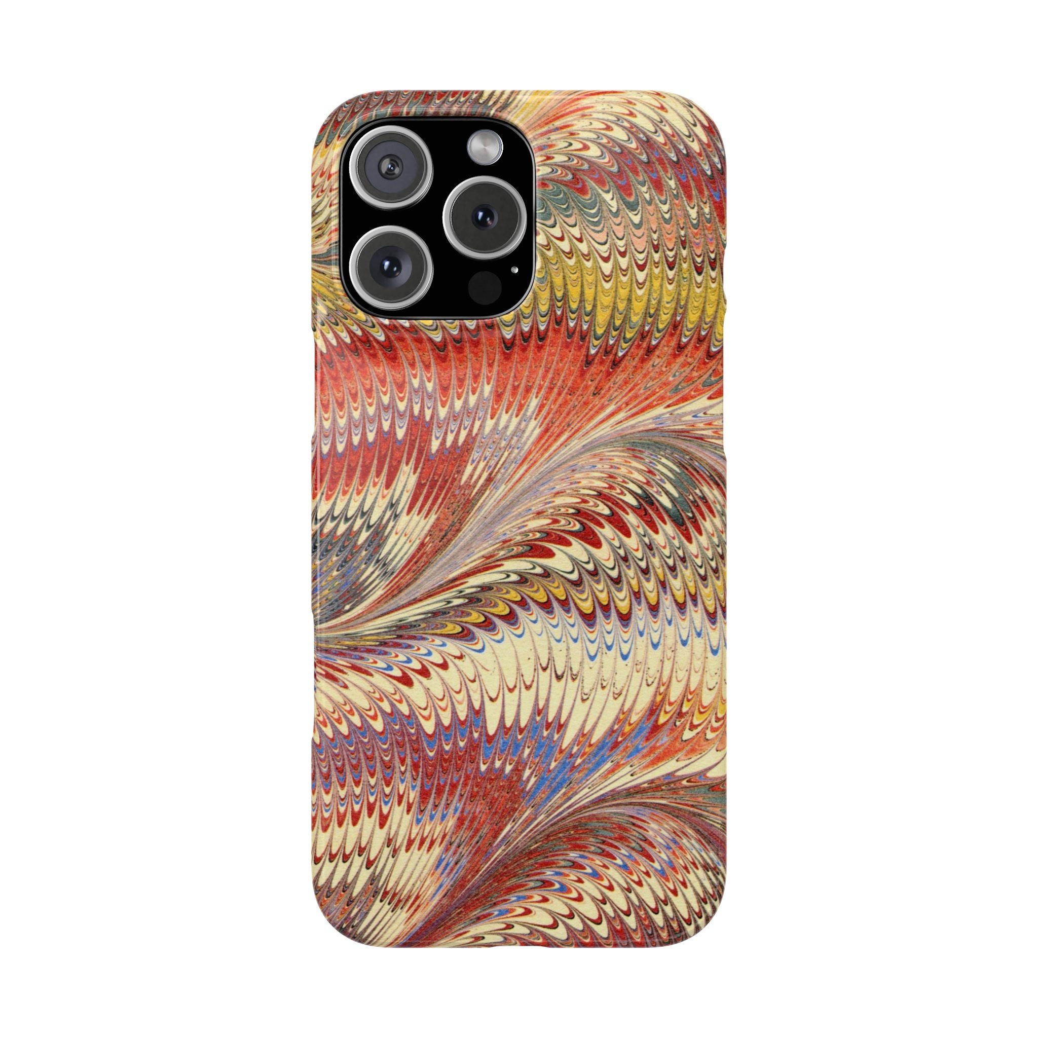 Marbled Design, Italy Feather Phone Case, Multi-Color, iPHONE16 Phone Cases and all sizes