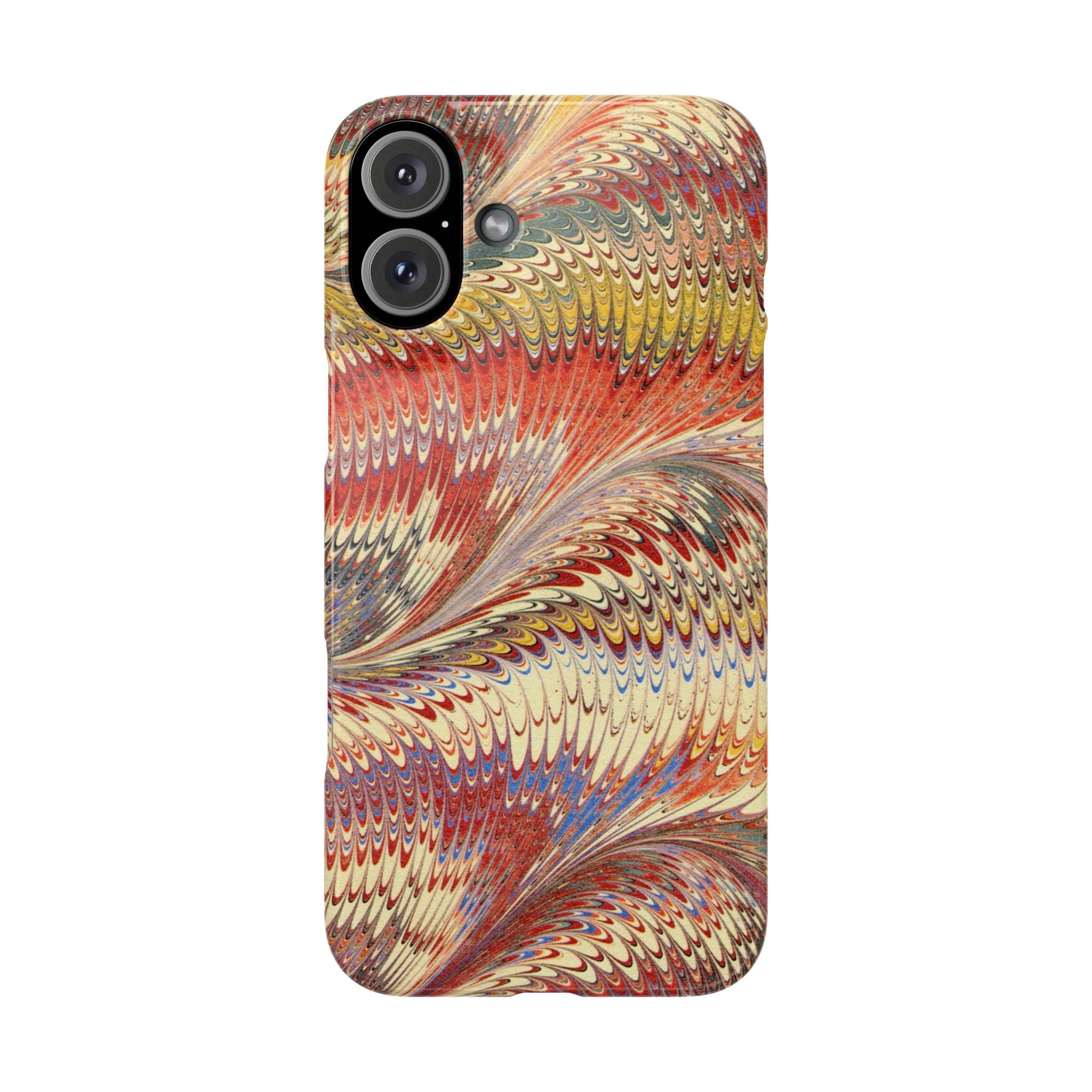 Marbled Design, Italy Feather Phone Case, Multi-Color, iPHONE16 Phone Cases and all sizes