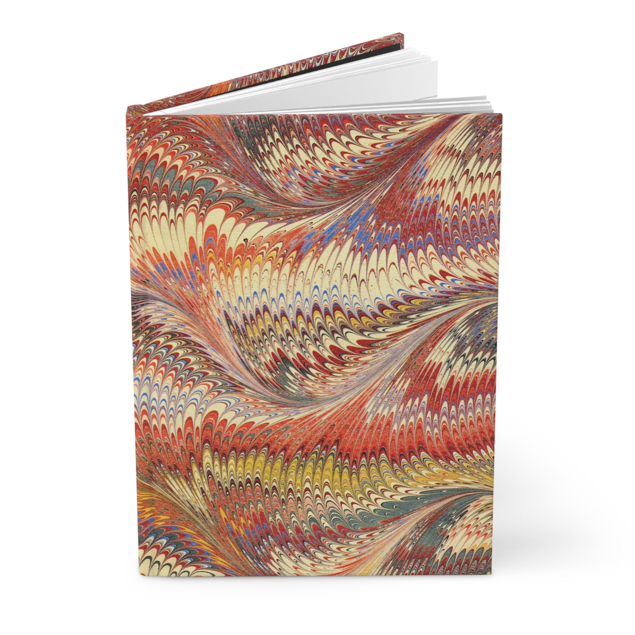 Vintage Italian Marbled Hardcover Journal - Orange, Yellow, and Beige