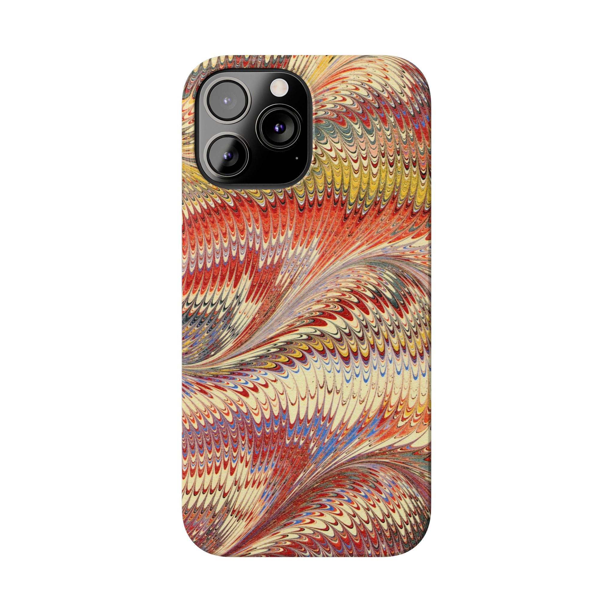 Marbled Design, Italy Feather Phone Case, Multi-Color, iPHONE16 Phone Cases and all sizes