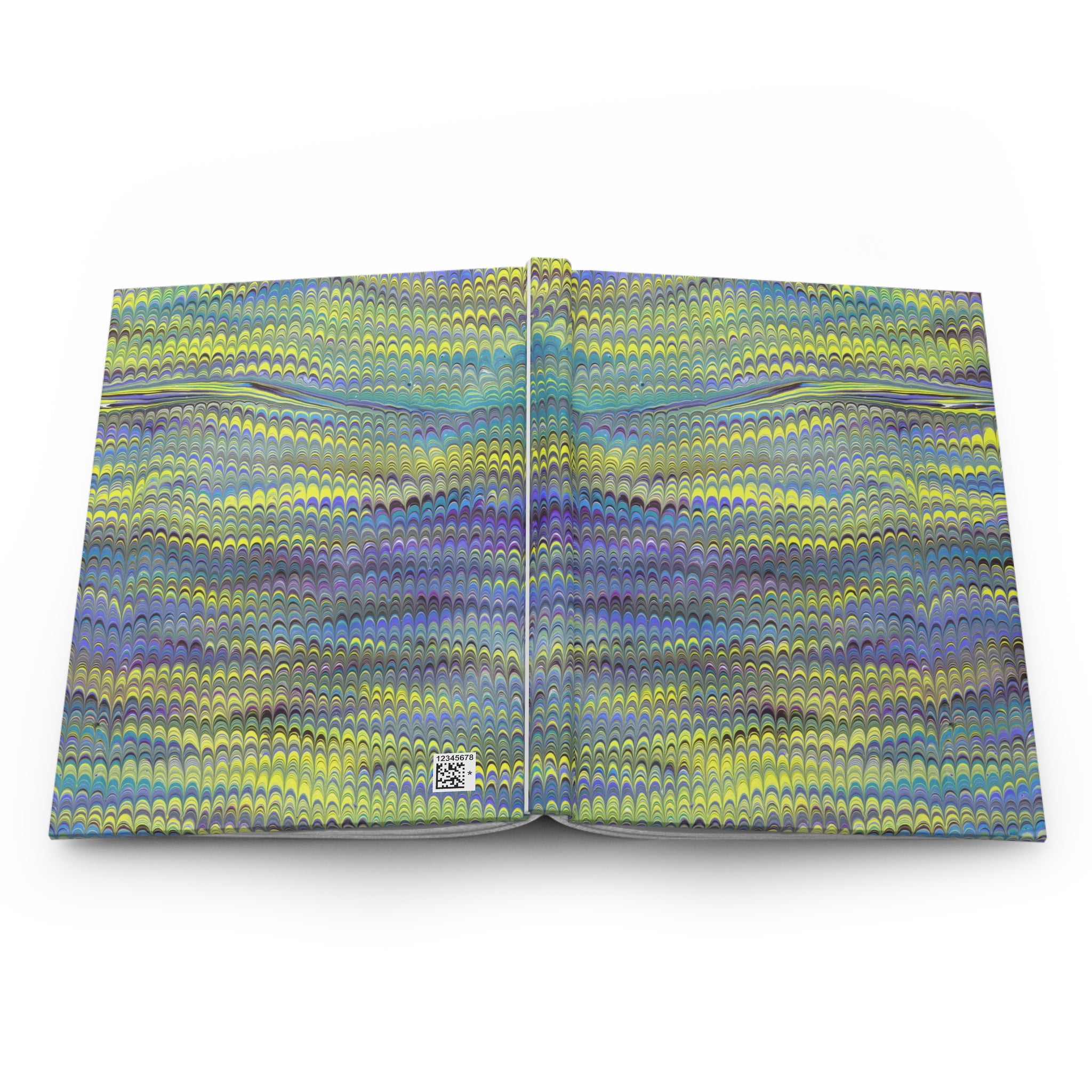 Vintage Italian Marbled Hardcover Journal Lime Green and Purple