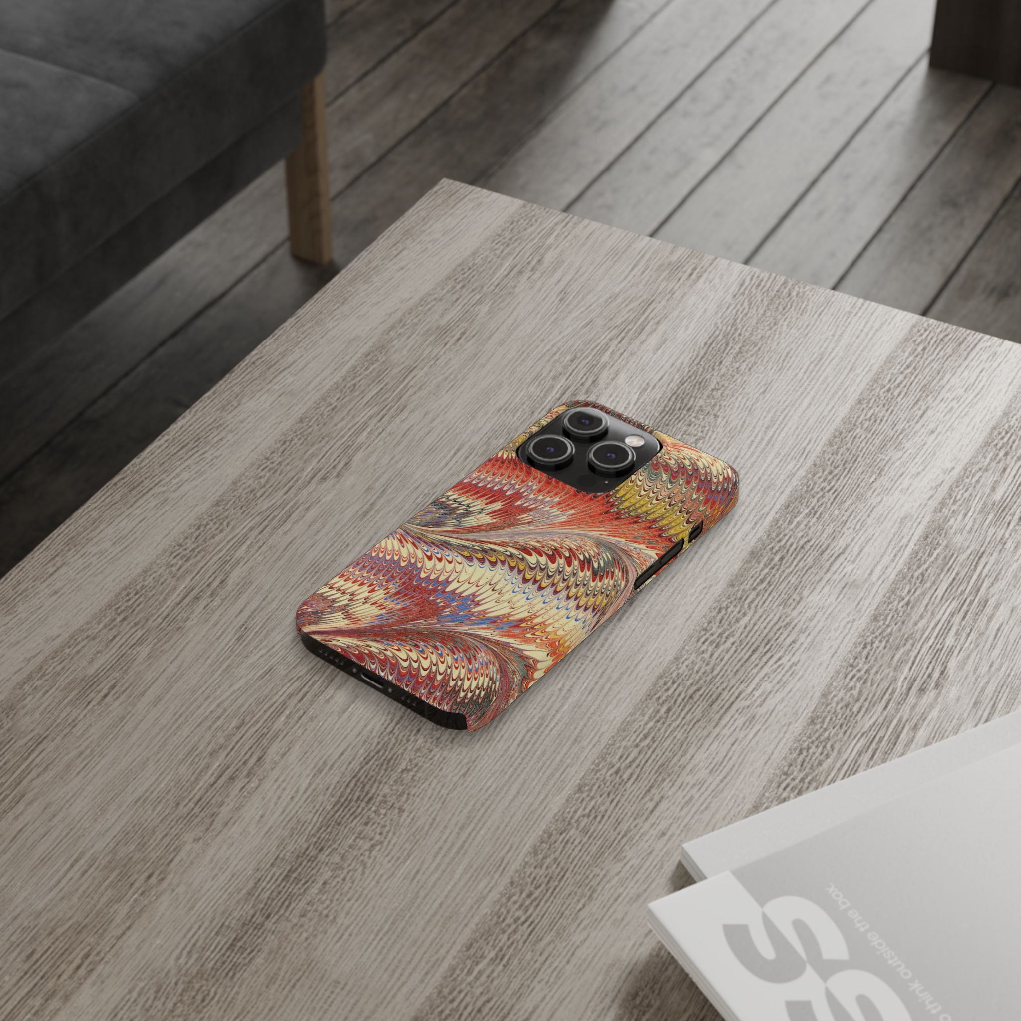 Marbled Design, Italy Feather Phone Case, Multi-Color, iPHONE16 Phone Cases and all sizes