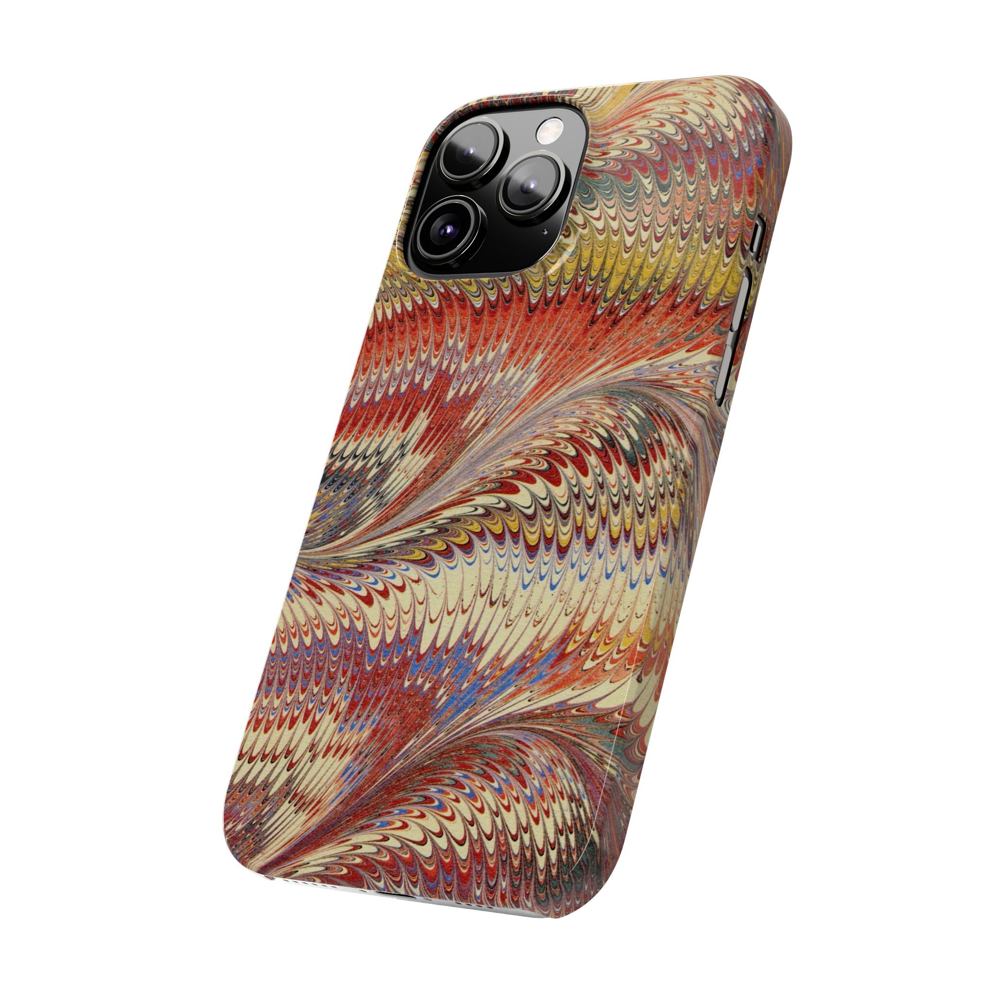 Marbled Design, Italy Feather Phone Case, Multi-Color, iPHONE16 Phone Cases and all sizes