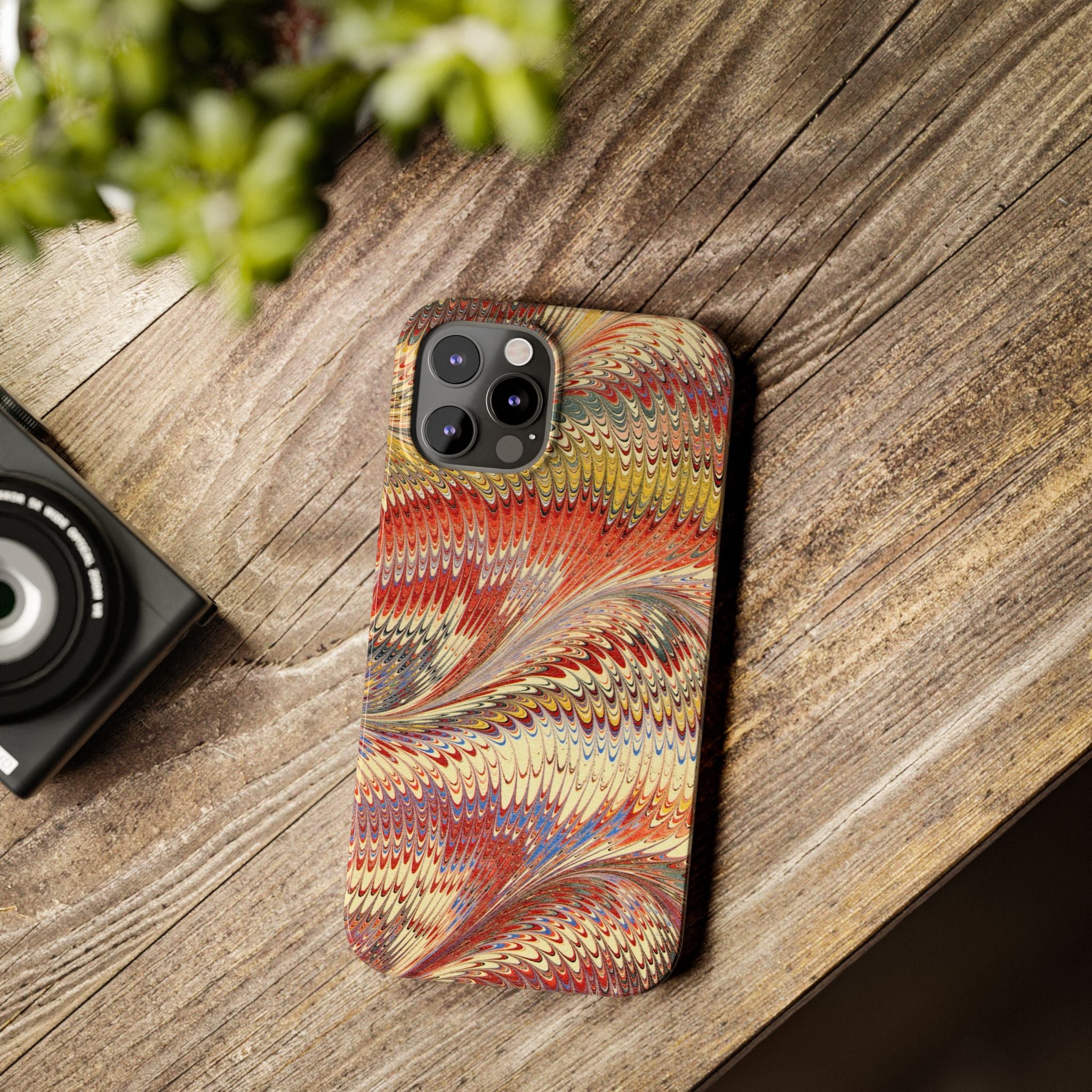 Marbled Design, Italy Feather Phone Case, Multi-Color, iPHONE16 Phone Cases and all sizes