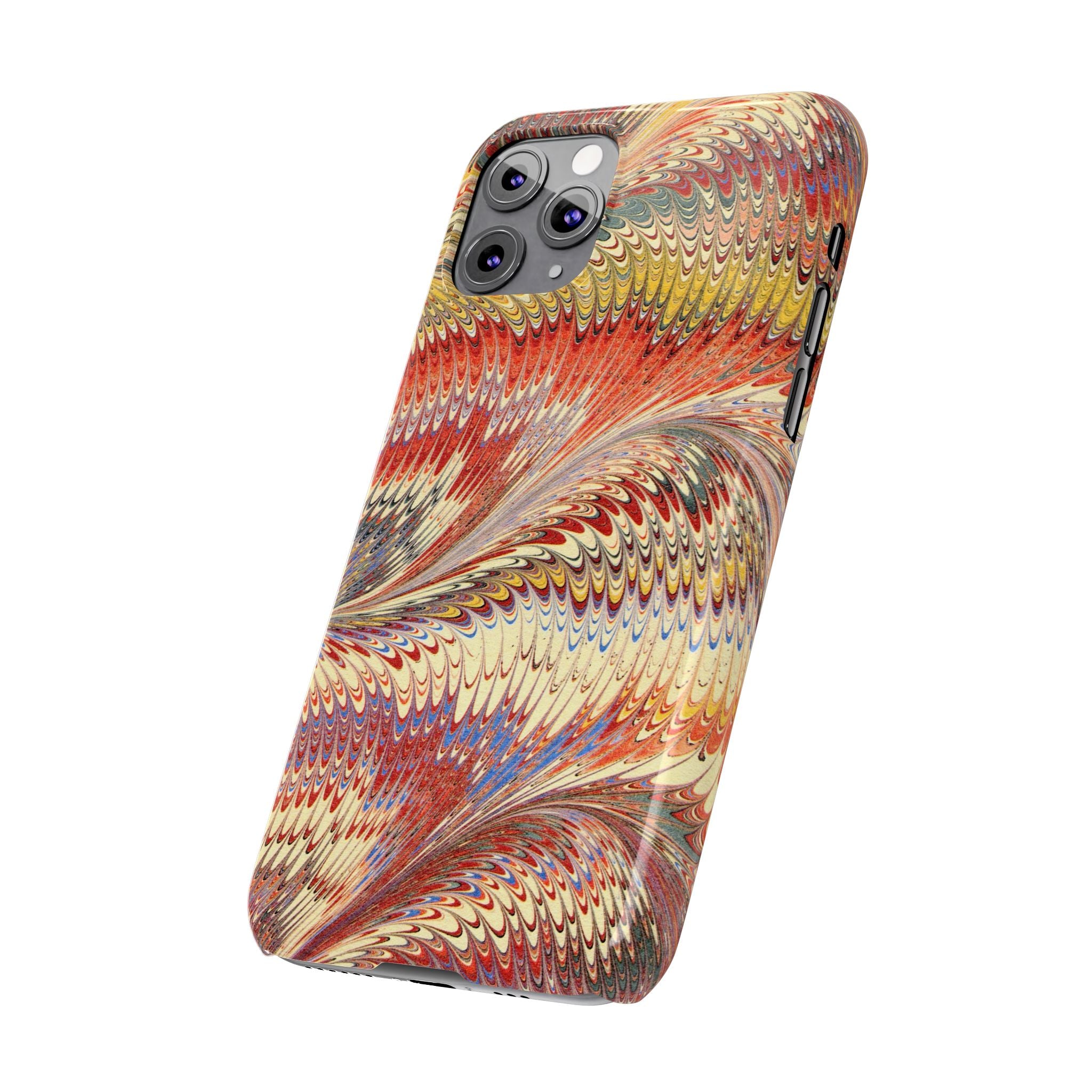 Marbled Design, Italy Feather Phone Case, Multi-Color, iPHONE16 Phone Cases and all sizes