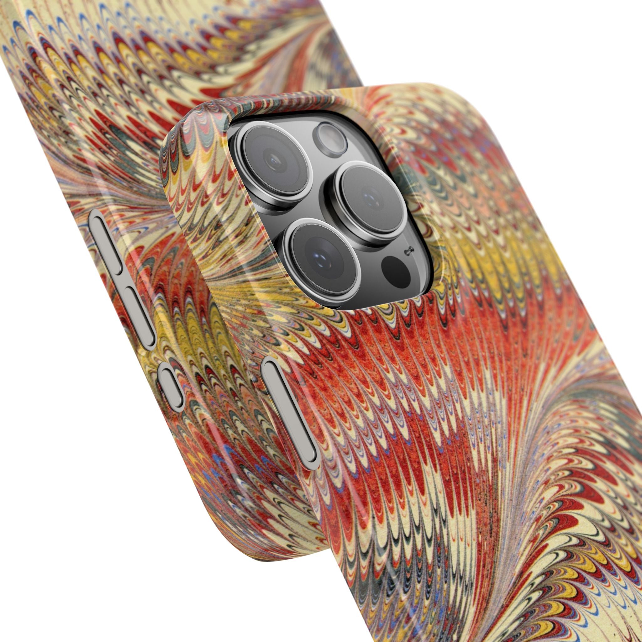 Marbled Design, Italy Feather Phone Case, Multi-Color, iPHONE16 Phone Cases and all sizes