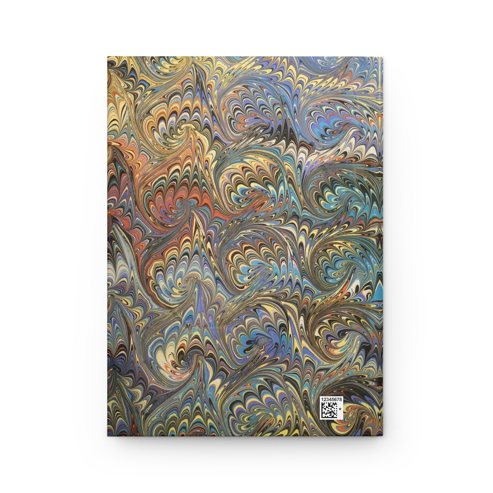 Vintage Italian Marbled Hardcover Journal - Multi-Color Orange and Blue