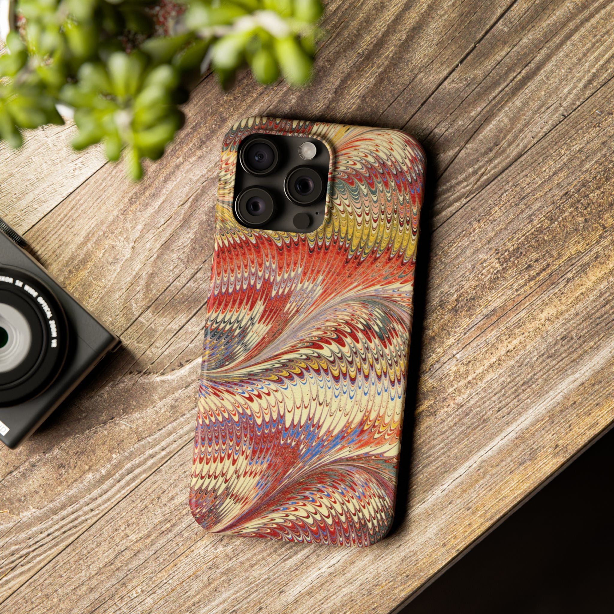 Marbled Design, Italy Feather Phone Case, Multi-Color, iPHONE16 Phone Cases and all sizes