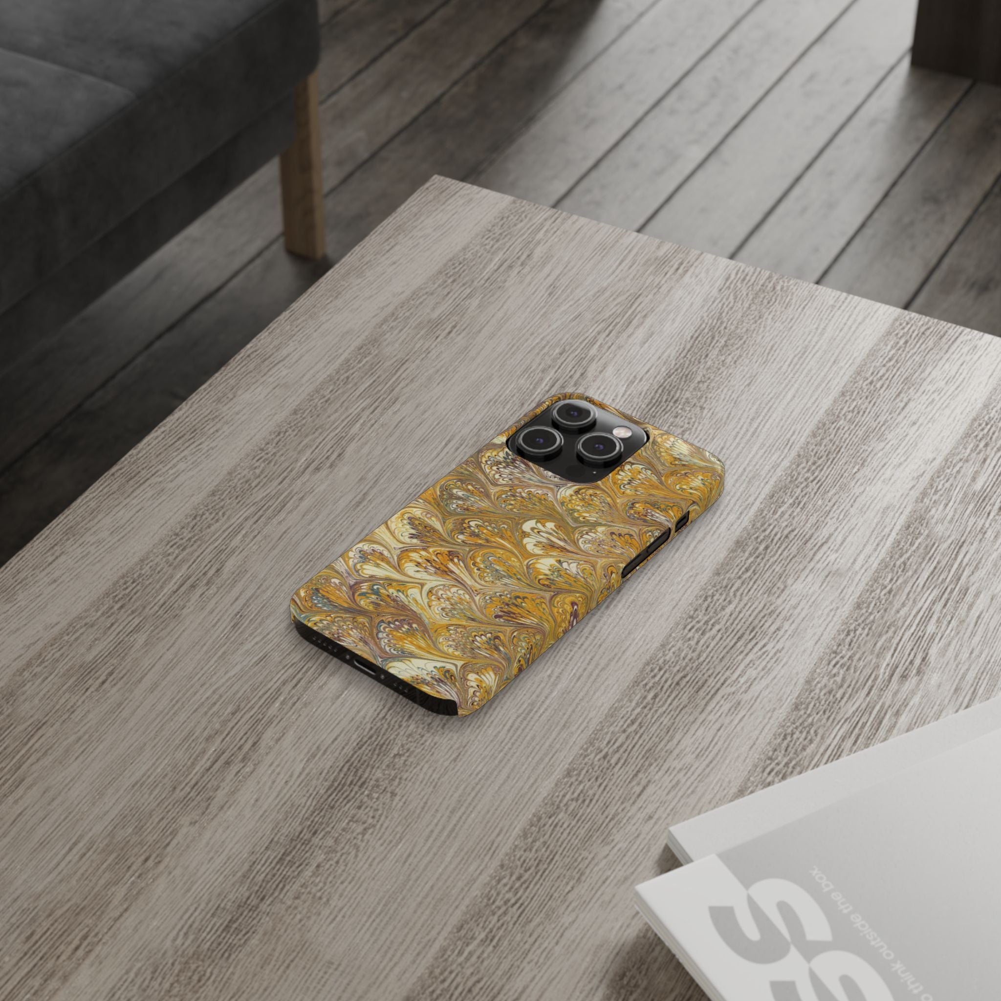 Golden Yellow Italian Marbled Designed, Slim Phone Cases, Case-Mate