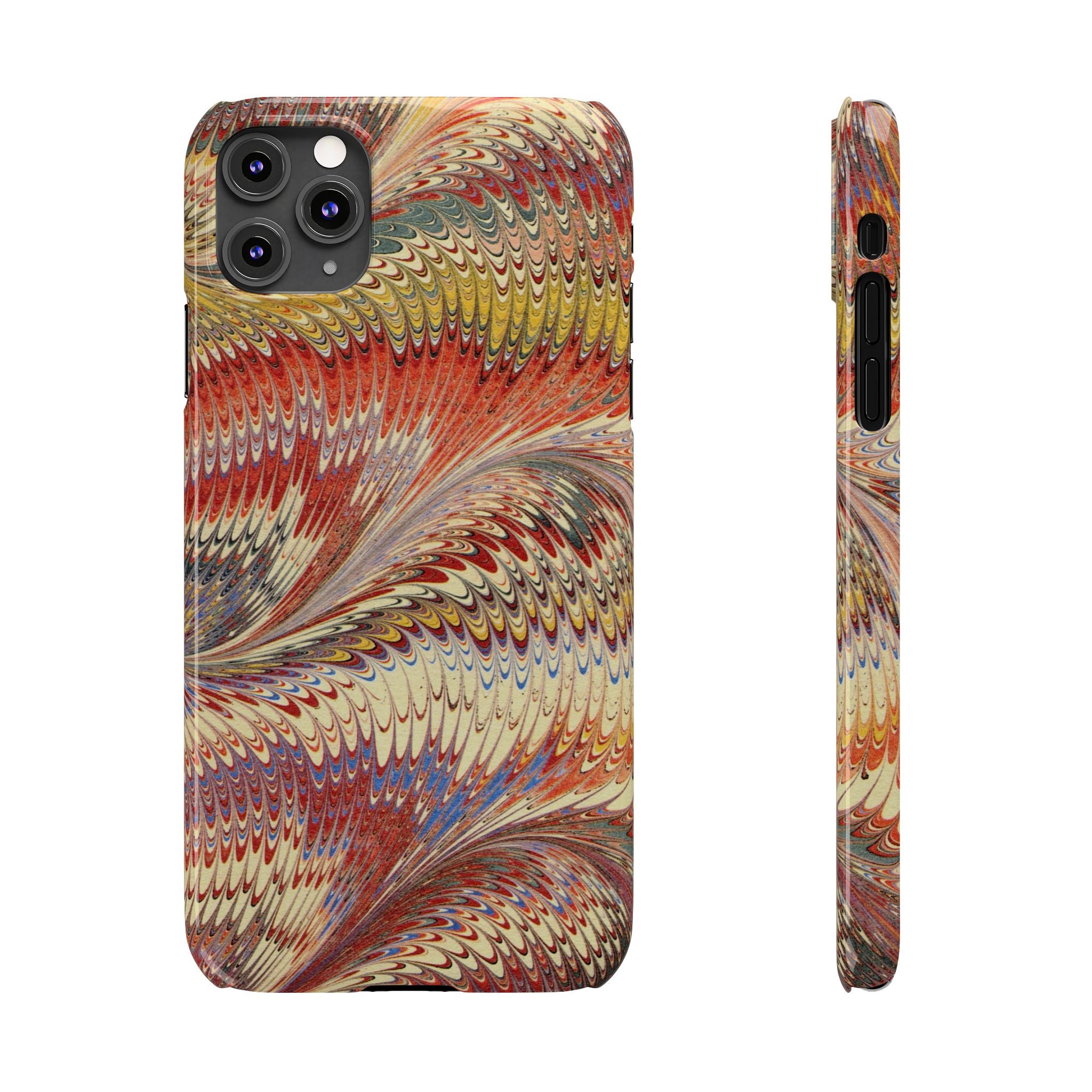 Marbled Design, Italy Feather Phone Case, Multi-Color, iPHONE16 Phone Cases and all sizes