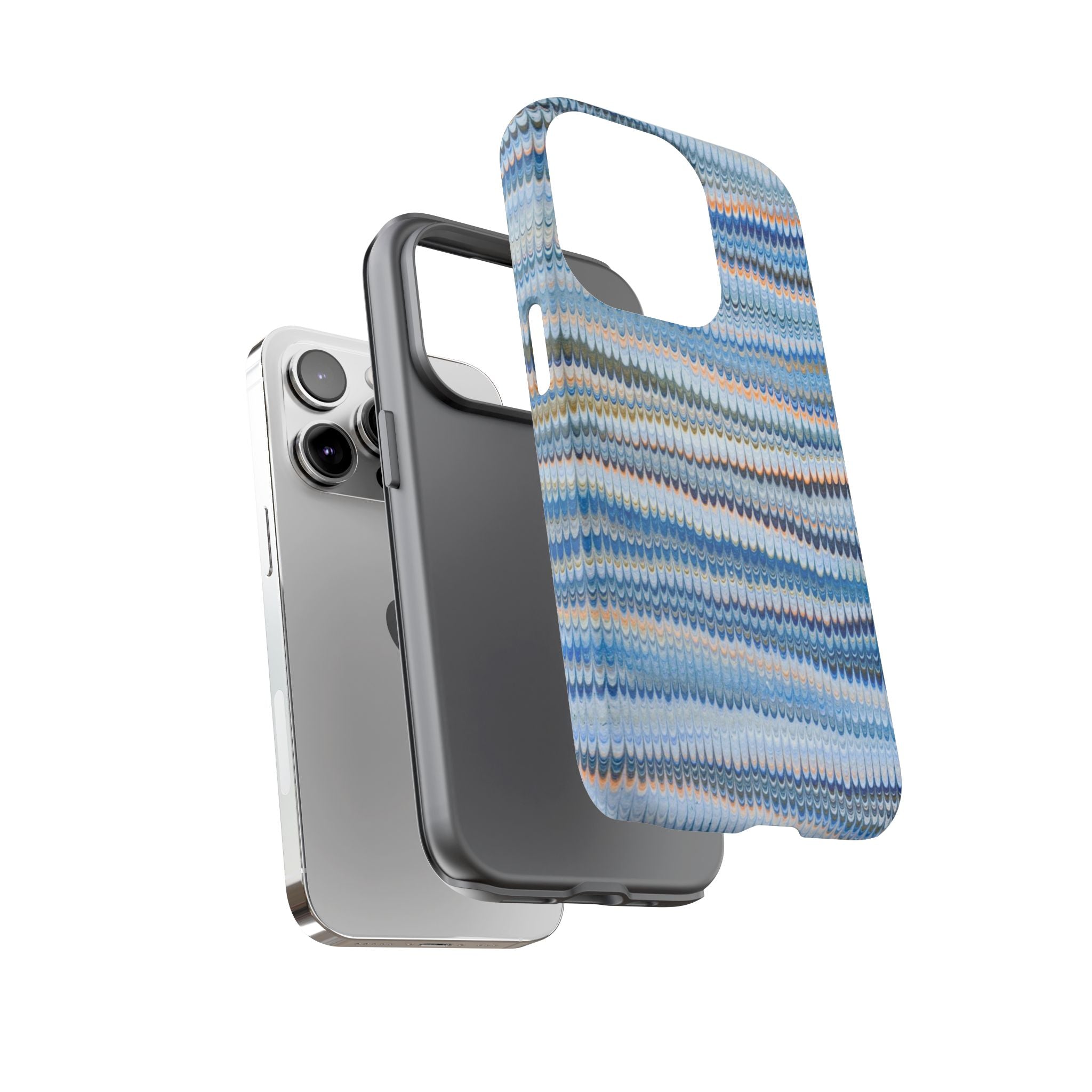 Blue Marbled Phone Cases iPhone 16 + Samsung + Apple + Google - all models, Vintage Marbled Design - Tough Cases