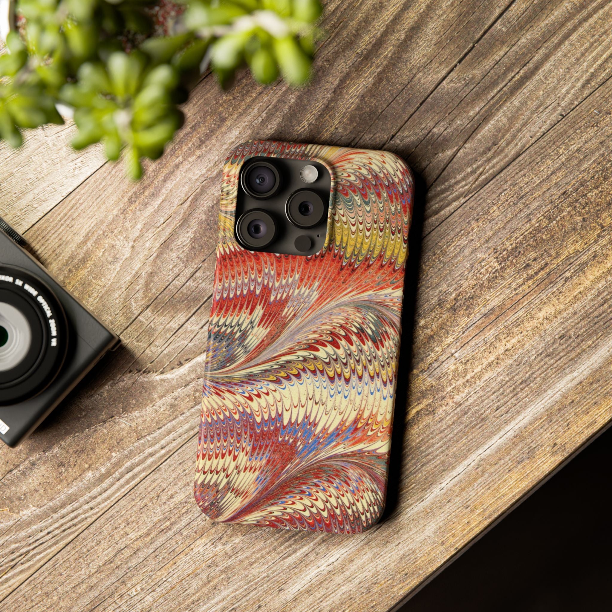 Marbled Design, Italy Feather Phone Case, Multi-Color, iPHONE16 Phone Cases and all sizes