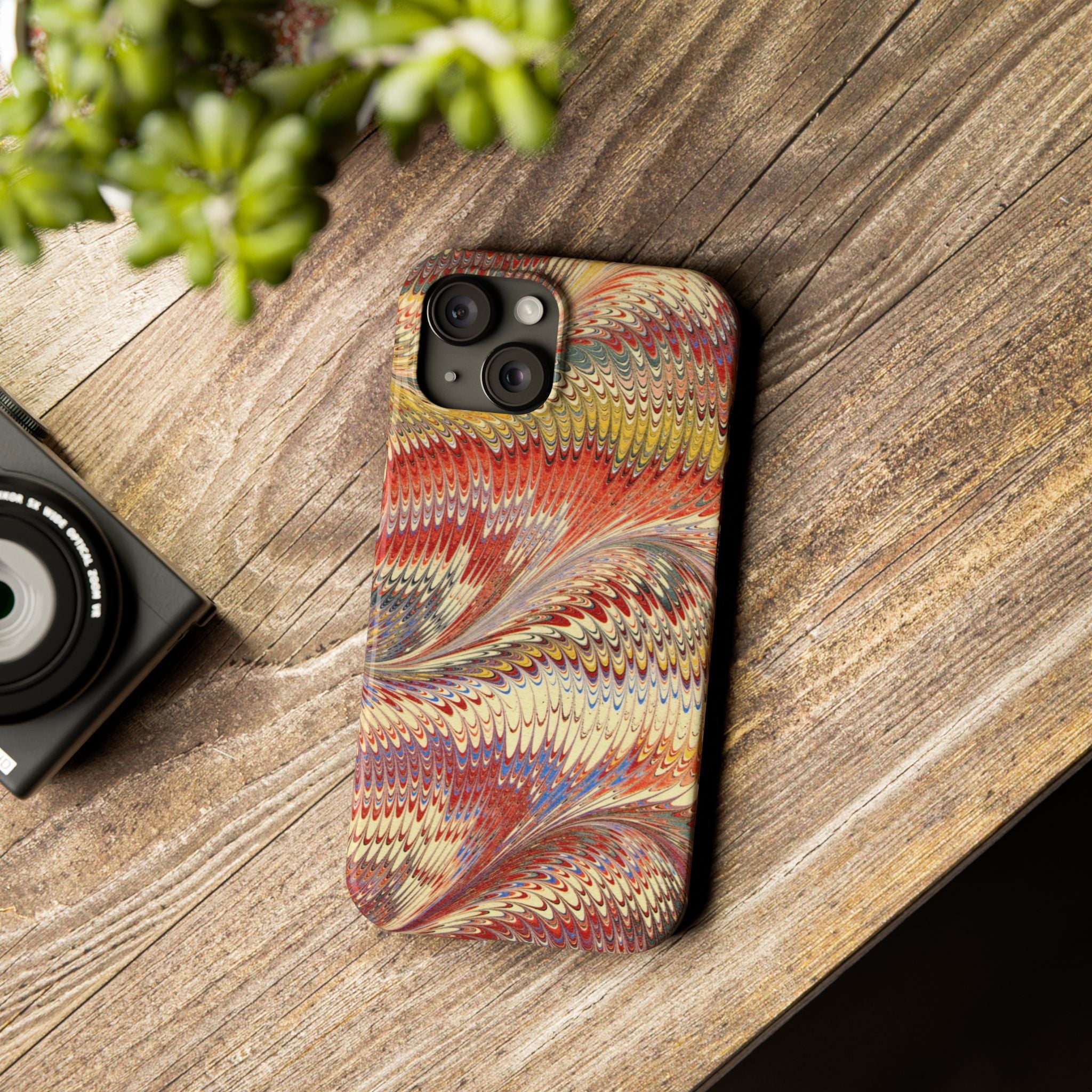 Marbled Design, Italy Feather Phone Case, Multi-Color, iPHONE16 Phone Cases and all sizes