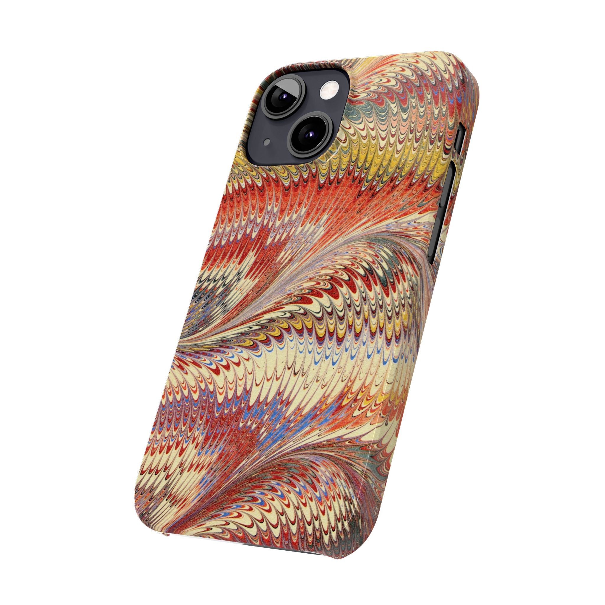 Marbled Design, Italy Feather Phone Case, Multi-Color, iPHONE16 Phone Cases and all sizes