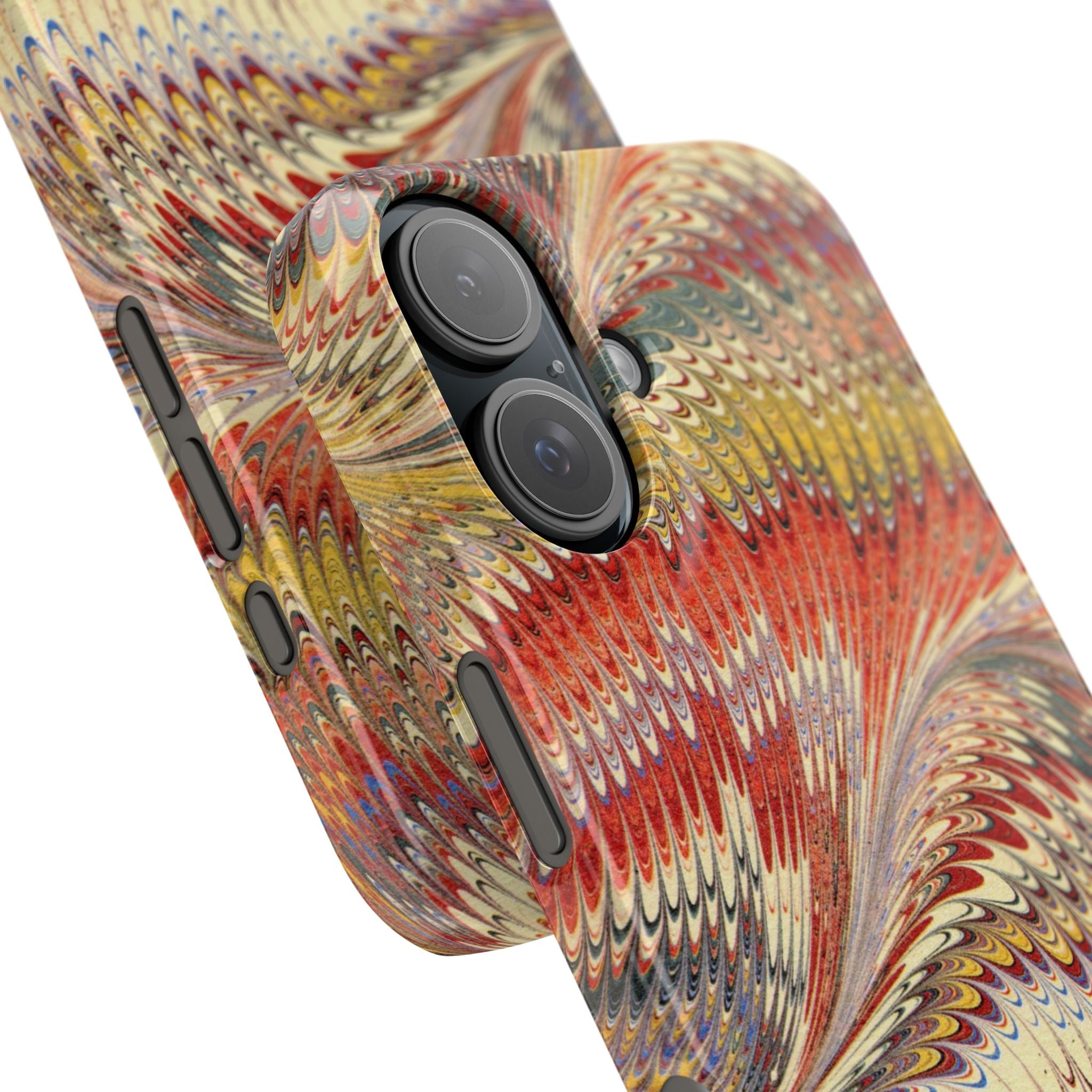 Marbled Design, Italy Feather Phone Case, Multi-Color, iPHONE16 Phone Cases and all sizes