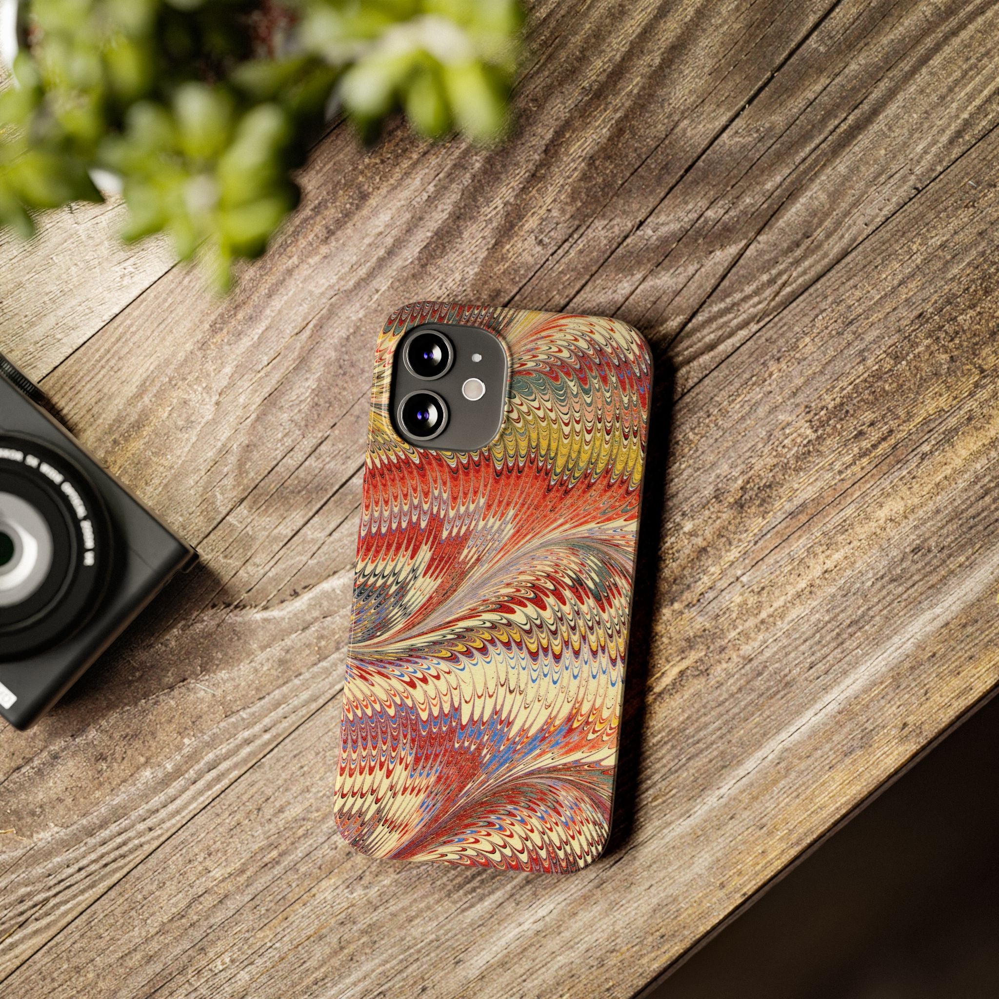 Marbled Design, Italy Feather Phone Case, Multi-Color, iPHONE16 Phone Cases and all sizes