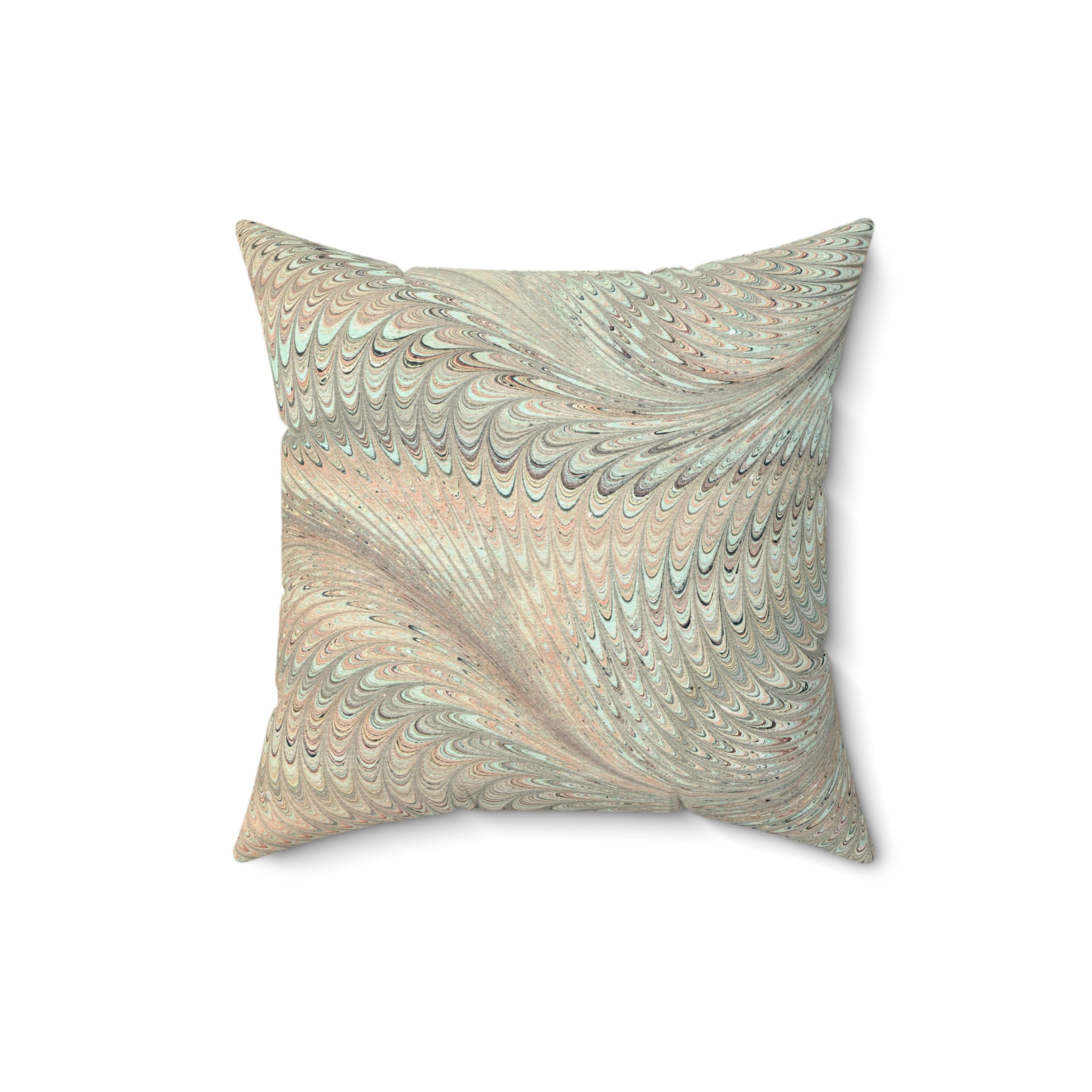 ITALIAN MARBLE Mint Green and Beige Square Pillow includes Pillow, Hidden Zipper
