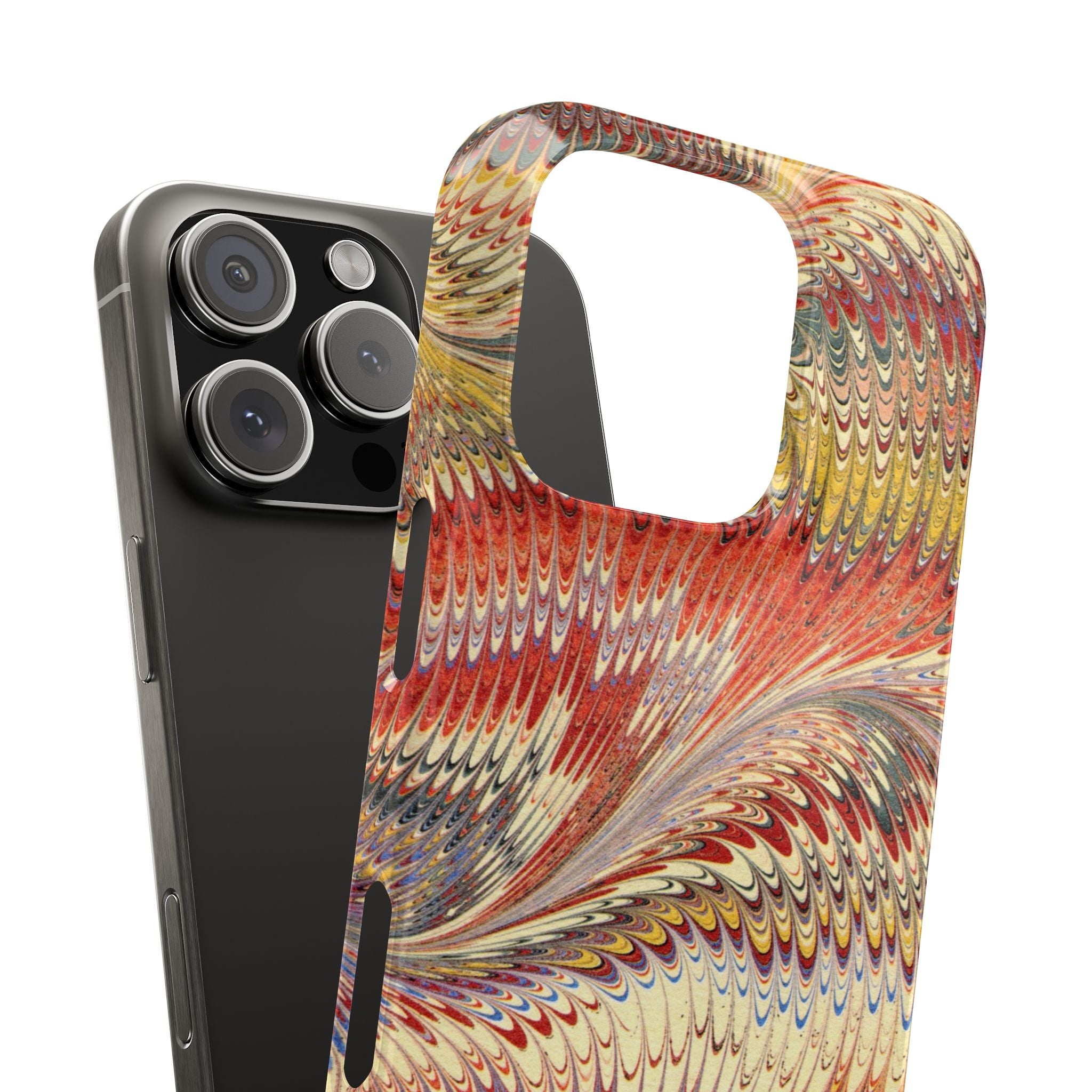 Marbled Design, Italy Feather Phone Case, Multi-Color, iPHONE16 Phone Cases and all sizes