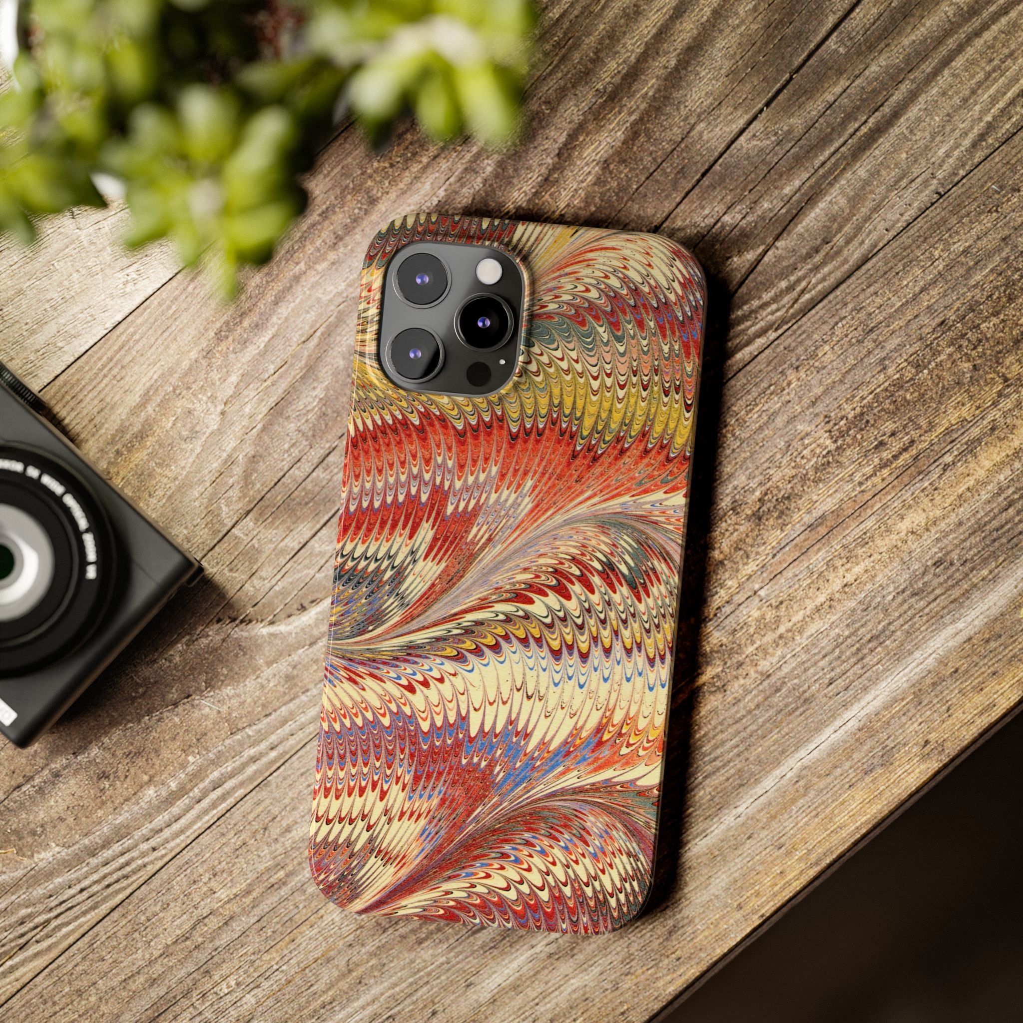 Marbled Design, Italy Feather Phone Case, Multi-Color, iPHONE16 Phone Cases and all sizes
