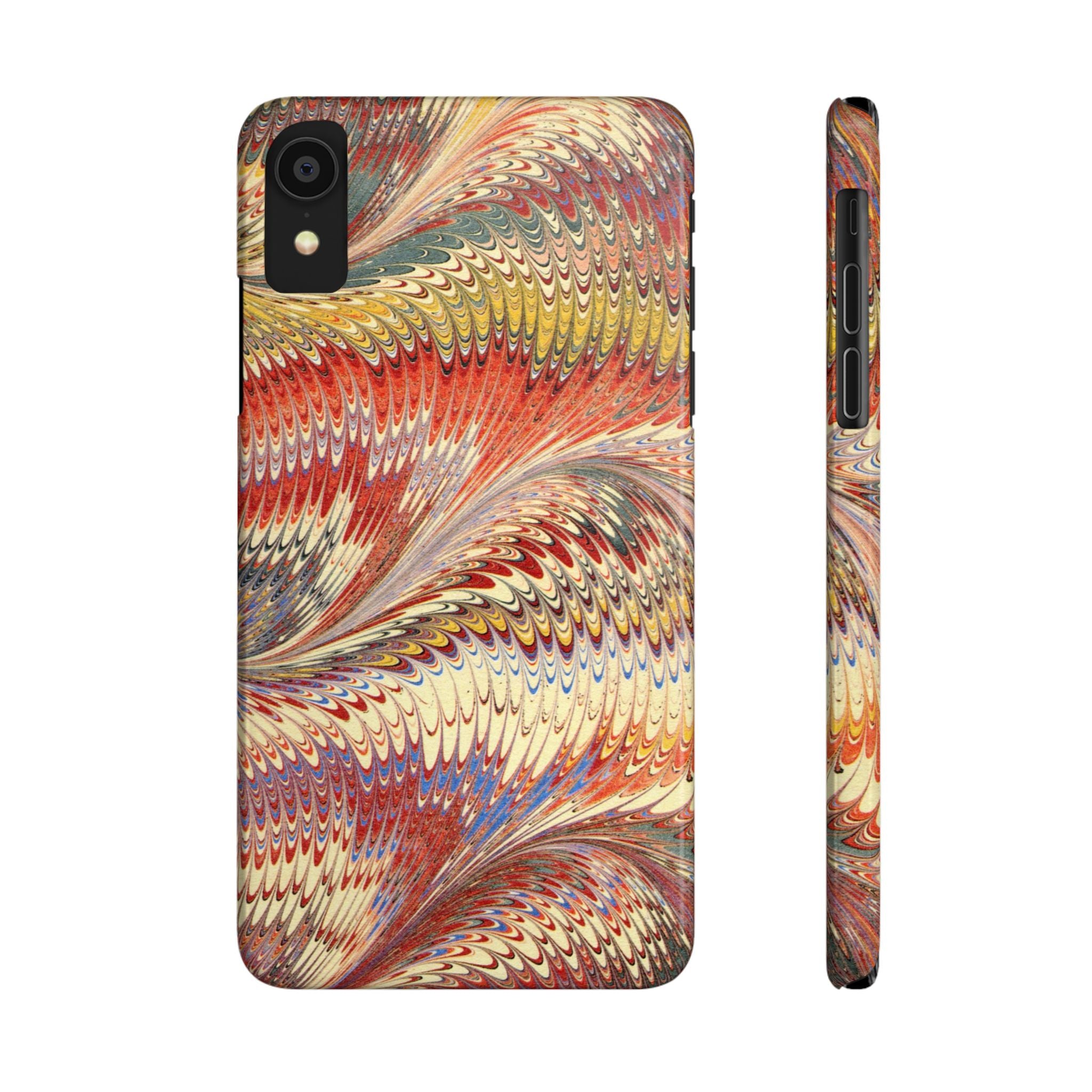 Marbled Design, Italy Feather Phone Case, Multi-Color, iPHONE16 Phone Cases and all sizes