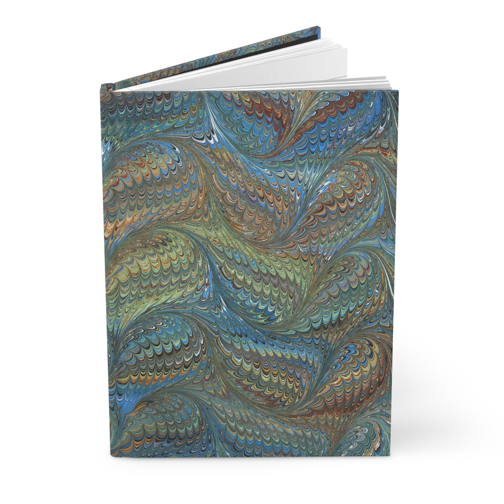 Vintage Italian Marbled Hardcover Journal - Blue and Green