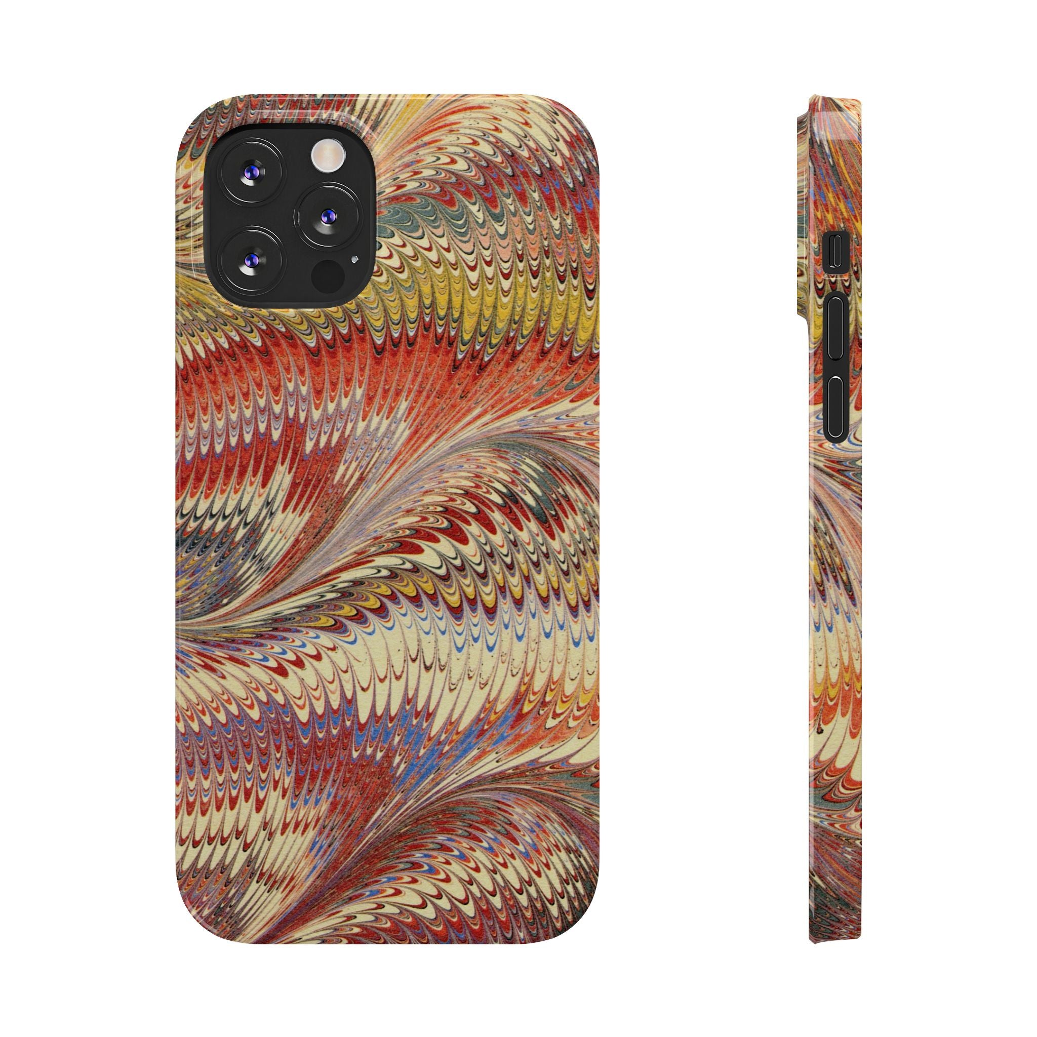 Marbled Design, Italy Feather Phone Case, Multi-Color, iPHONE16 Phone Cases and all sizes