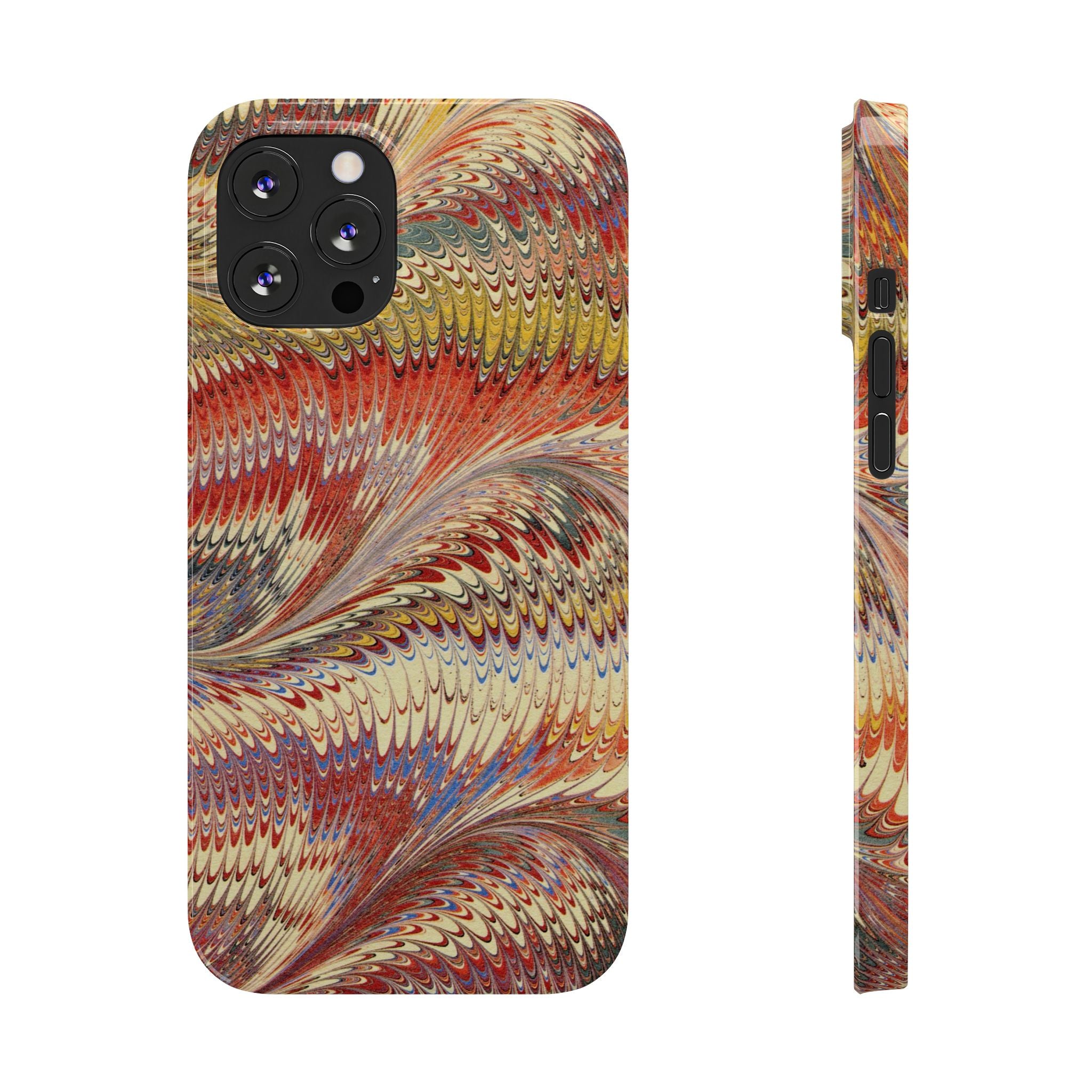 Marbled Design, Italy Feather Phone Case, Multi-Color, iPHONE16 Phone Cases and all sizes