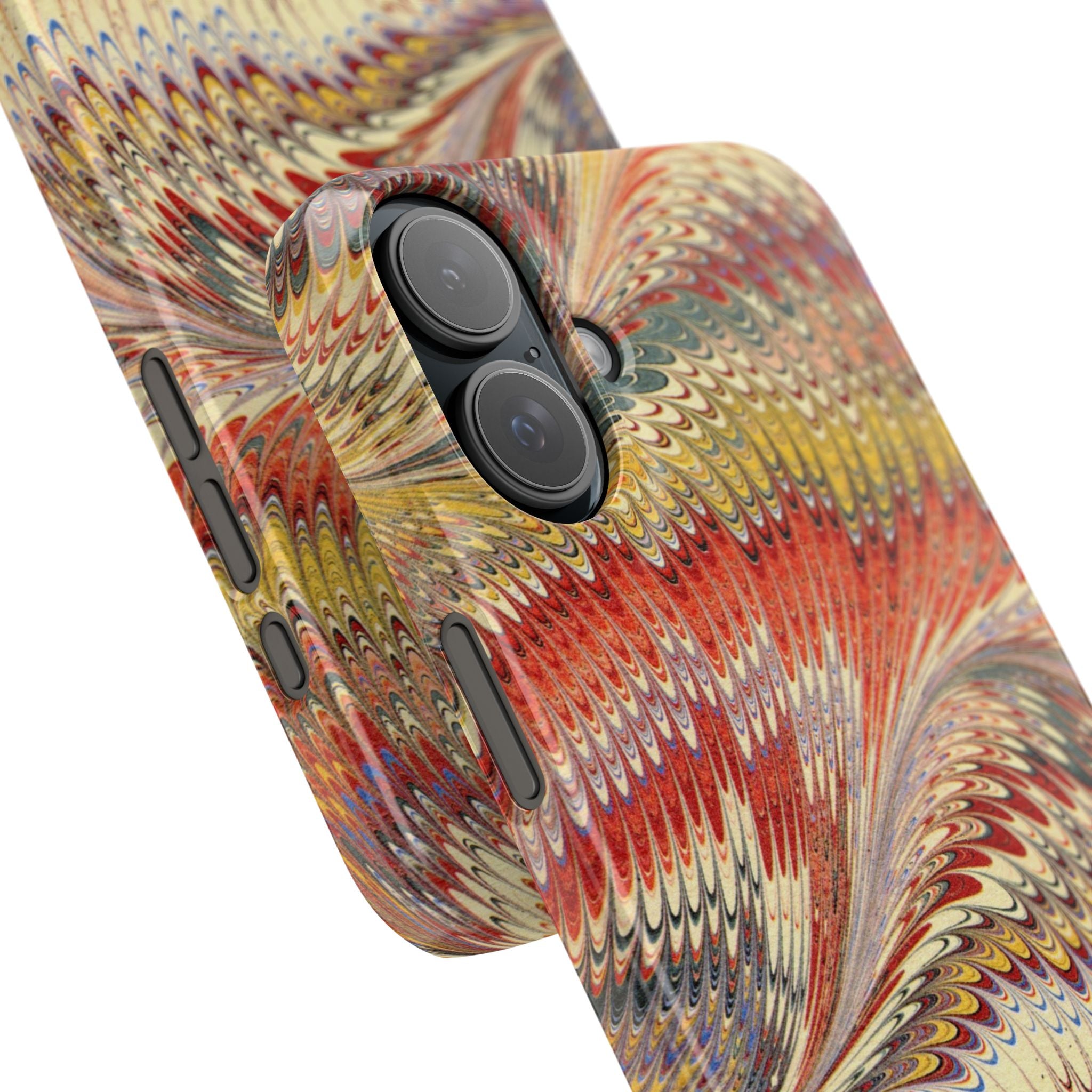Marbled Design, Italy Feather Phone Case, Multi-Color, iPHONE16 Phone Cases and all sizes