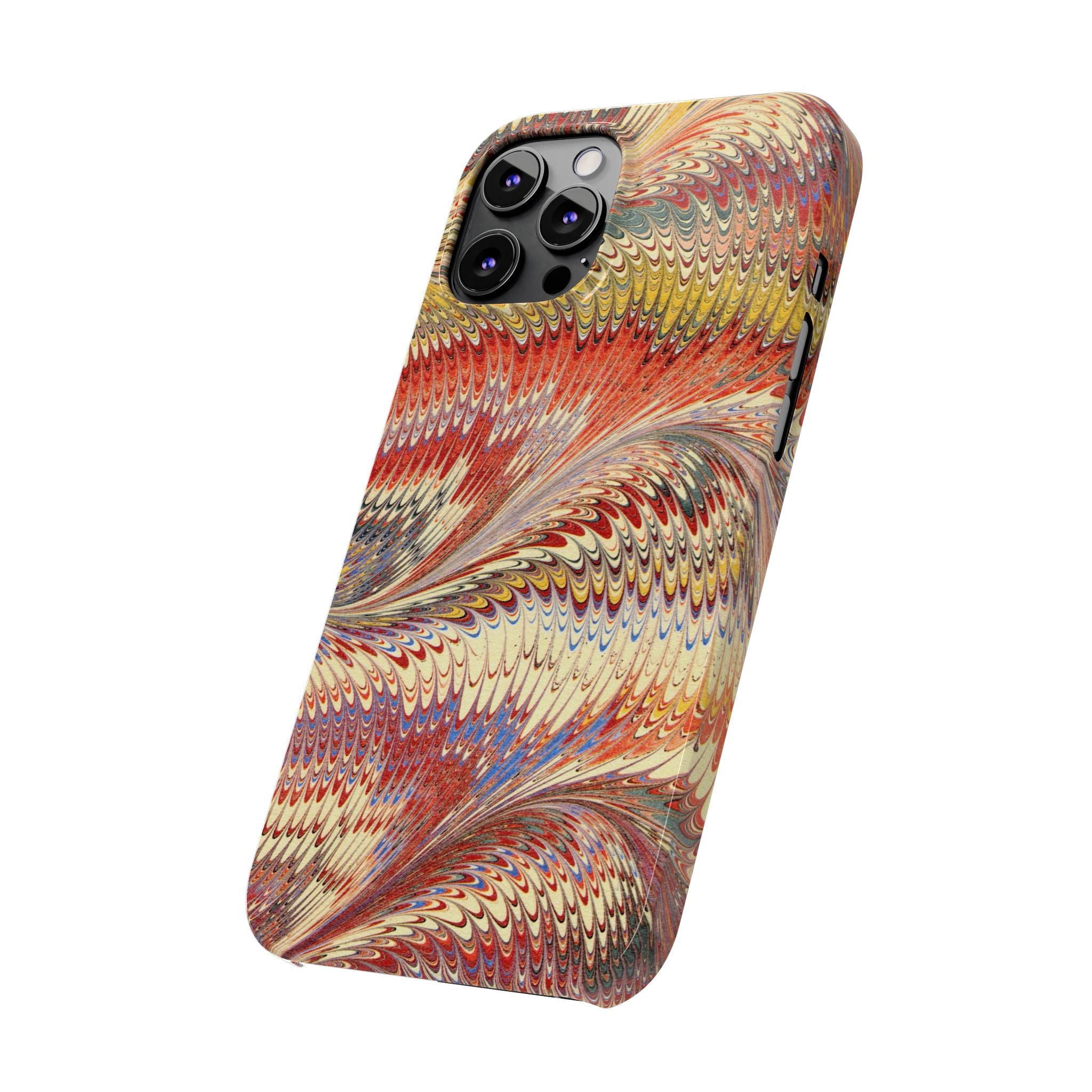 Marbled Design, Italy Feather Phone Case, Multi-Color, iPHONE16 Phone Cases and all sizes