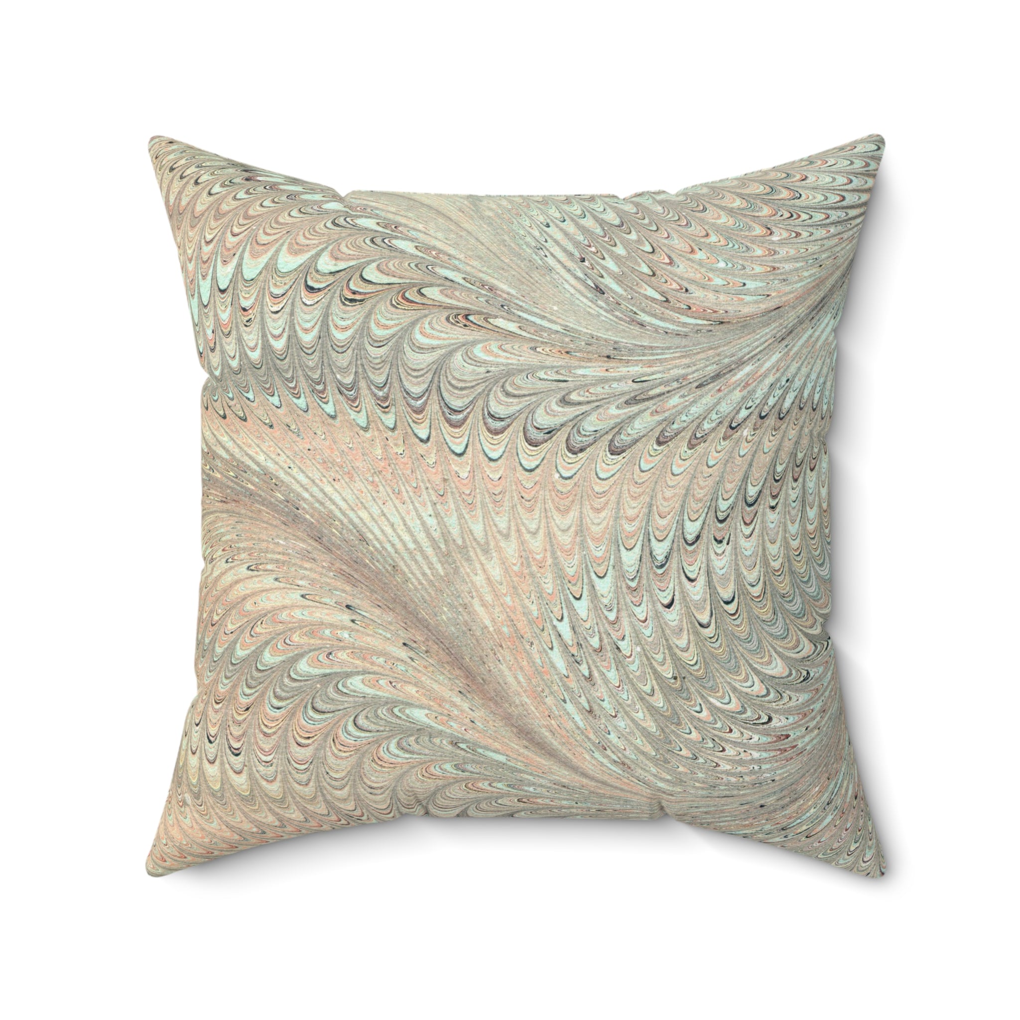 ITALIAN MARBLE Mint Green and Beige Square Pillow includes Pillow, Hidden Zipper