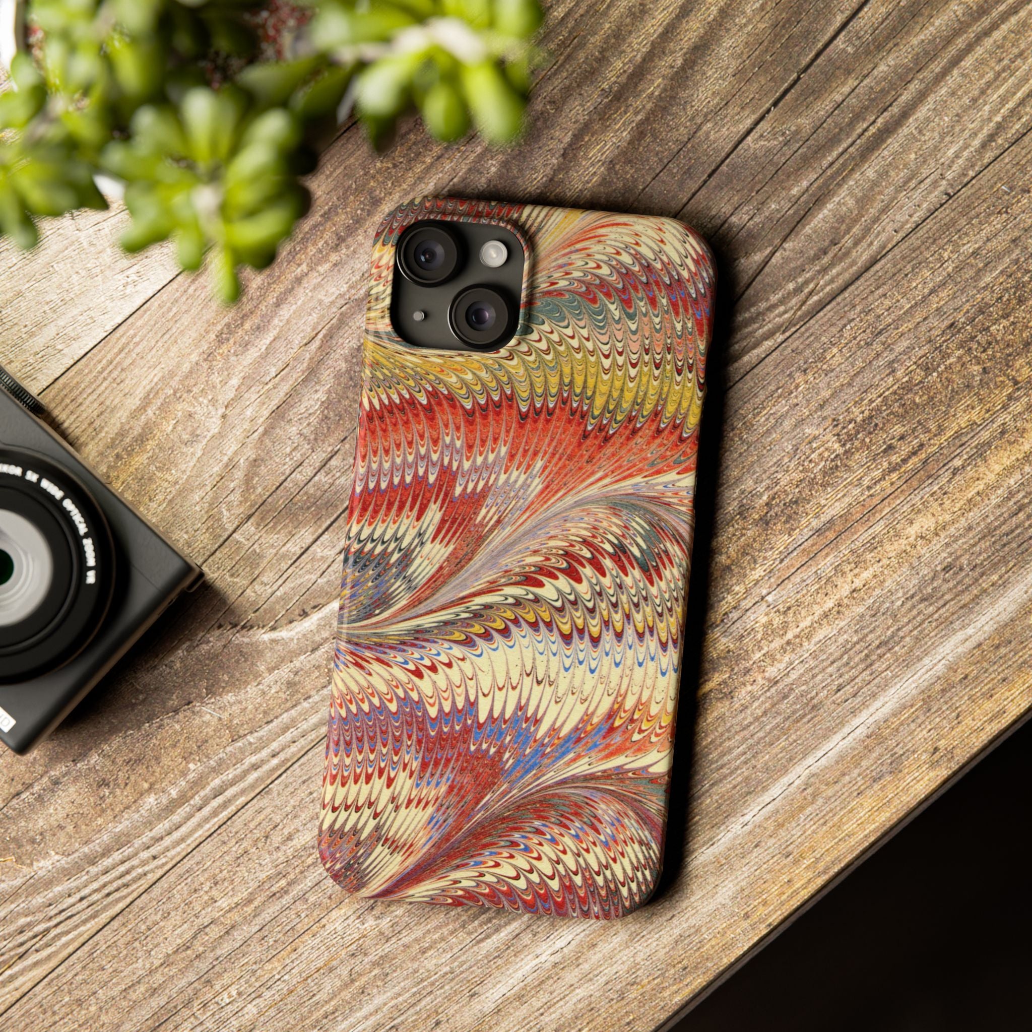 Marbled Design, Italy Feather Phone Case, Multi-Color, iPHONE16 Phone Cases and all sizes