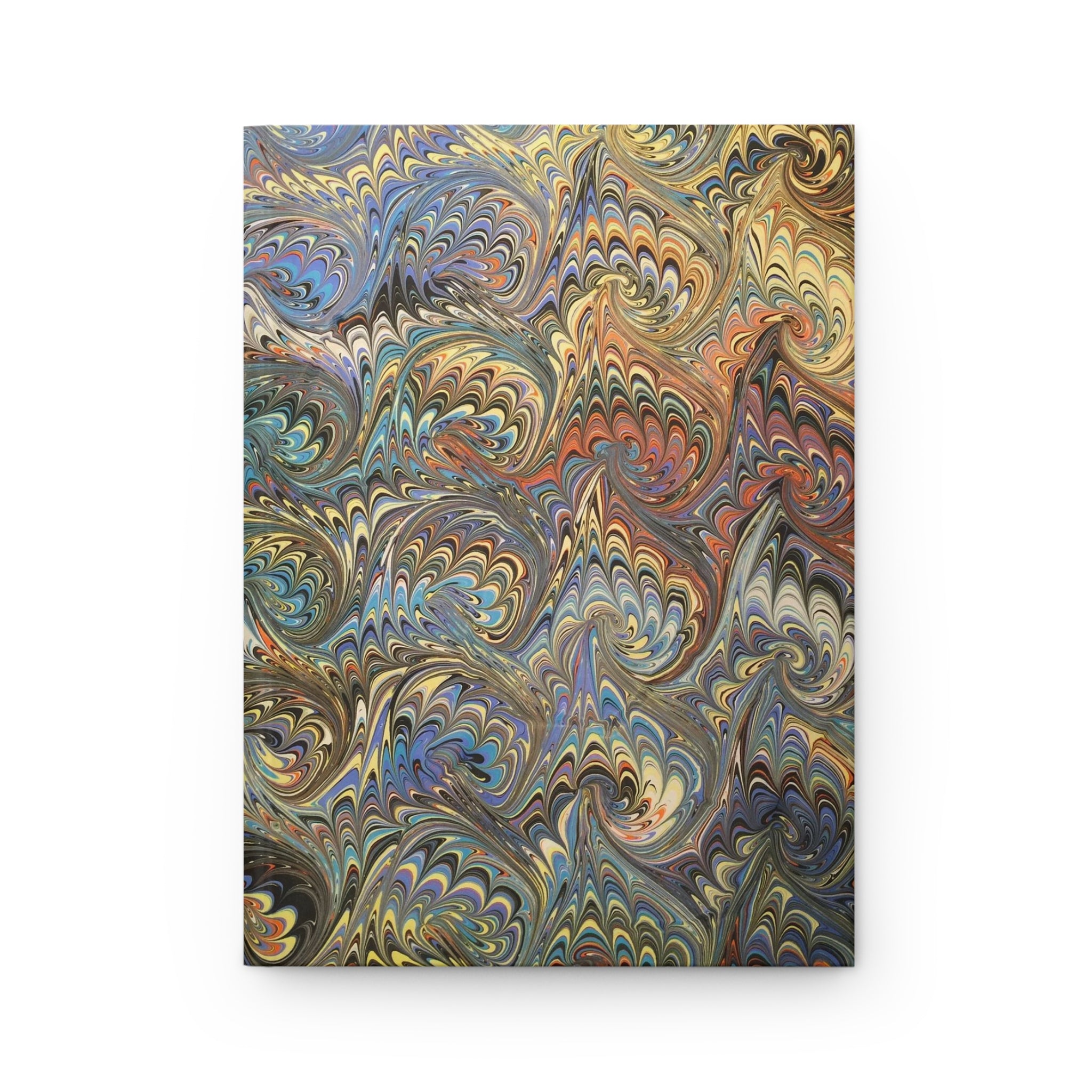 Vintage Italian Marbled Hardcover Journal - Multi-Color Orange and Blue