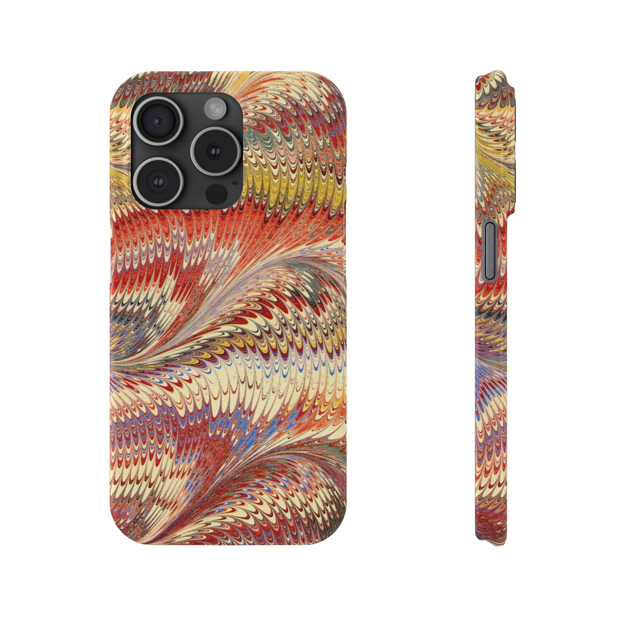 Marbled Design, Italy Feather Phone Case, Multi-Color, iPHONE16 Phone Cases and all sizes
