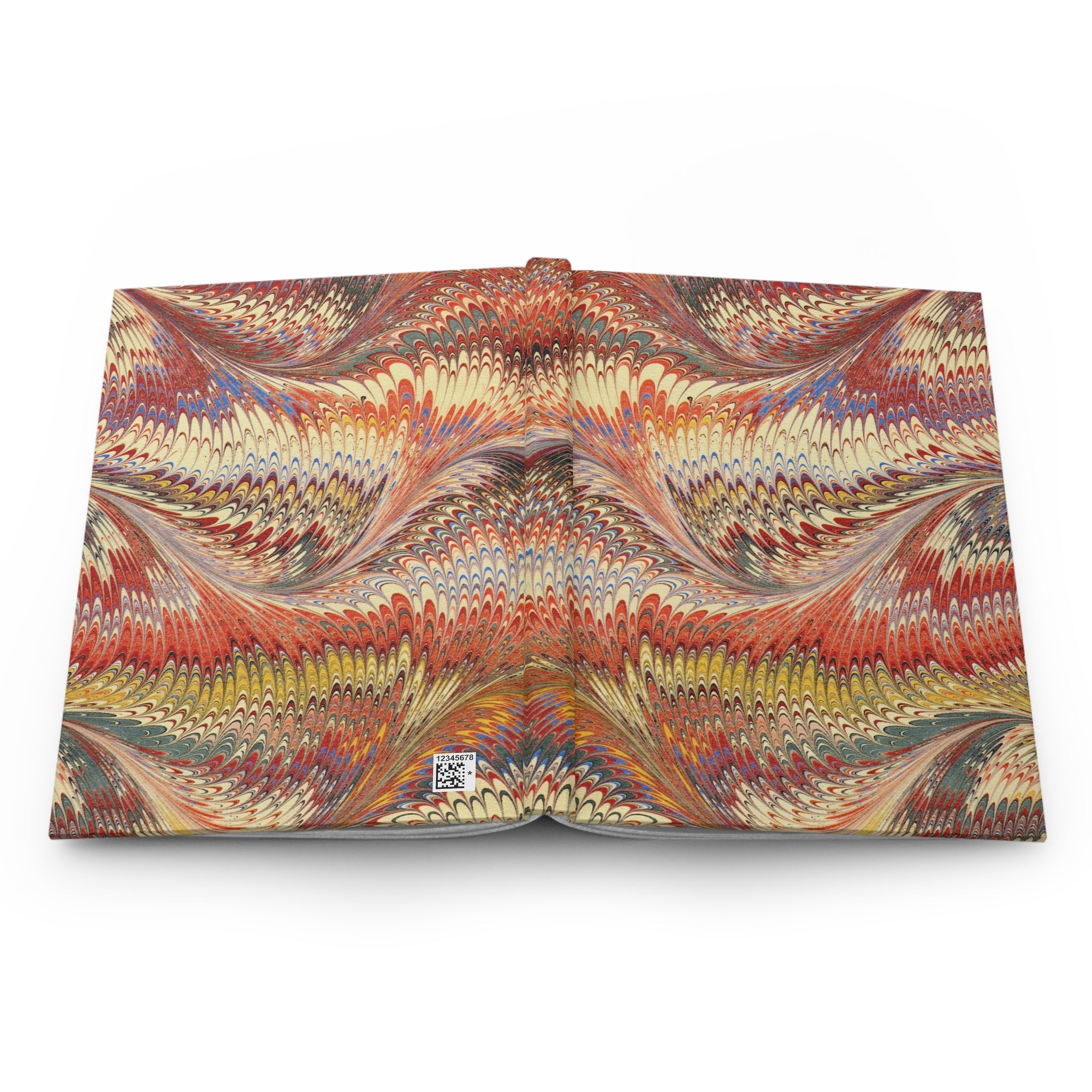 Vintage Italian Marbled Hardcover Journal - Orange, Yellow, and Beige