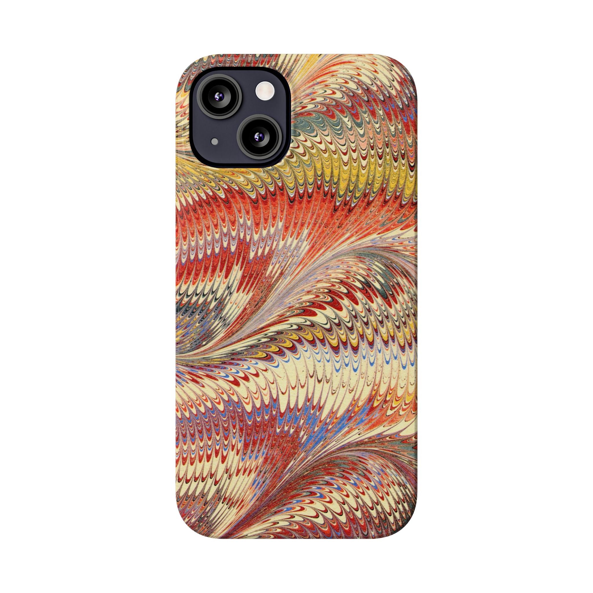 Marbled Design, Italy Feather Phone Case, Multi-Color, iPHONE16 Phone Cases and all sizes