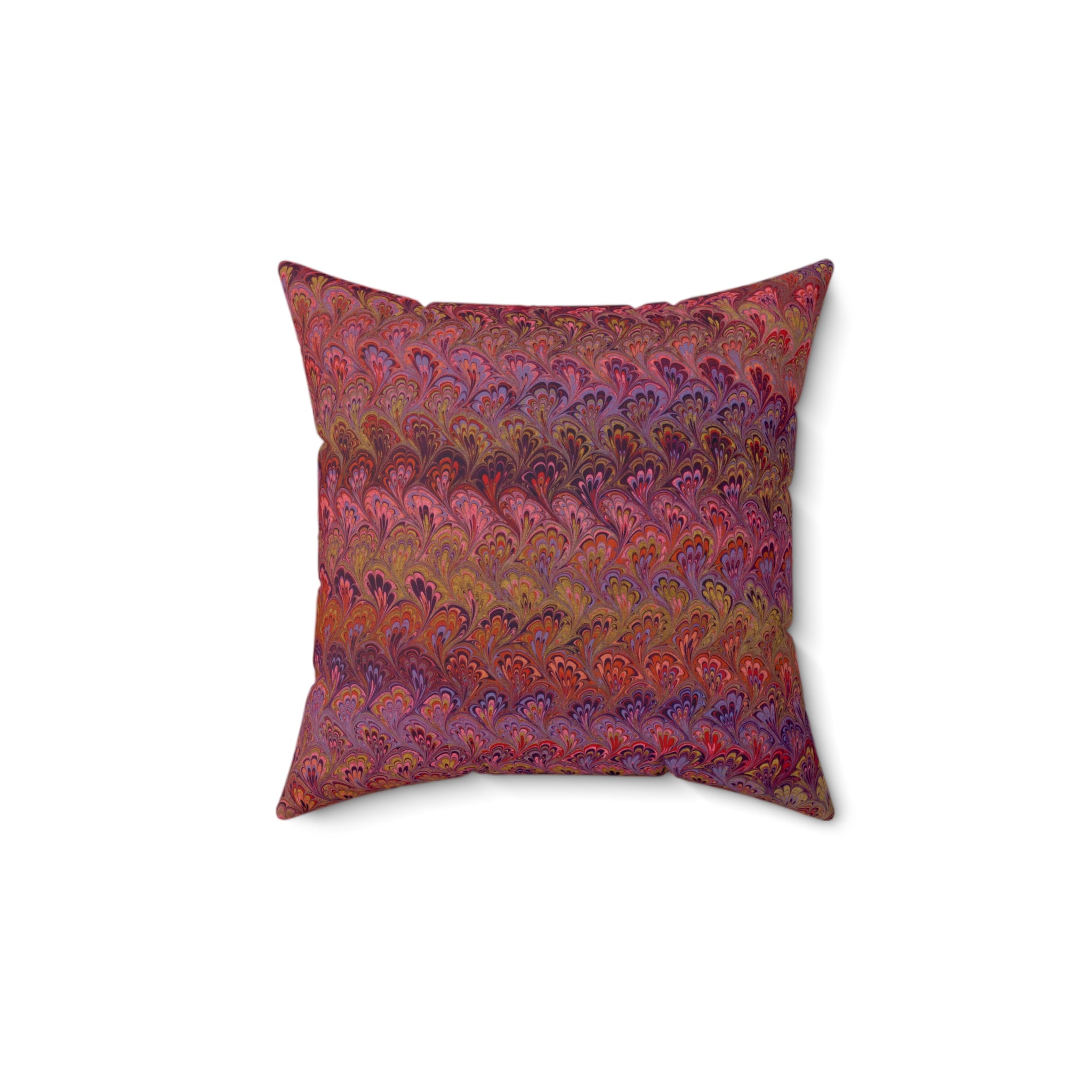 ITALIAN MARBLE Red and Gold Square Pillow includes Pillow, Hidden Zipper