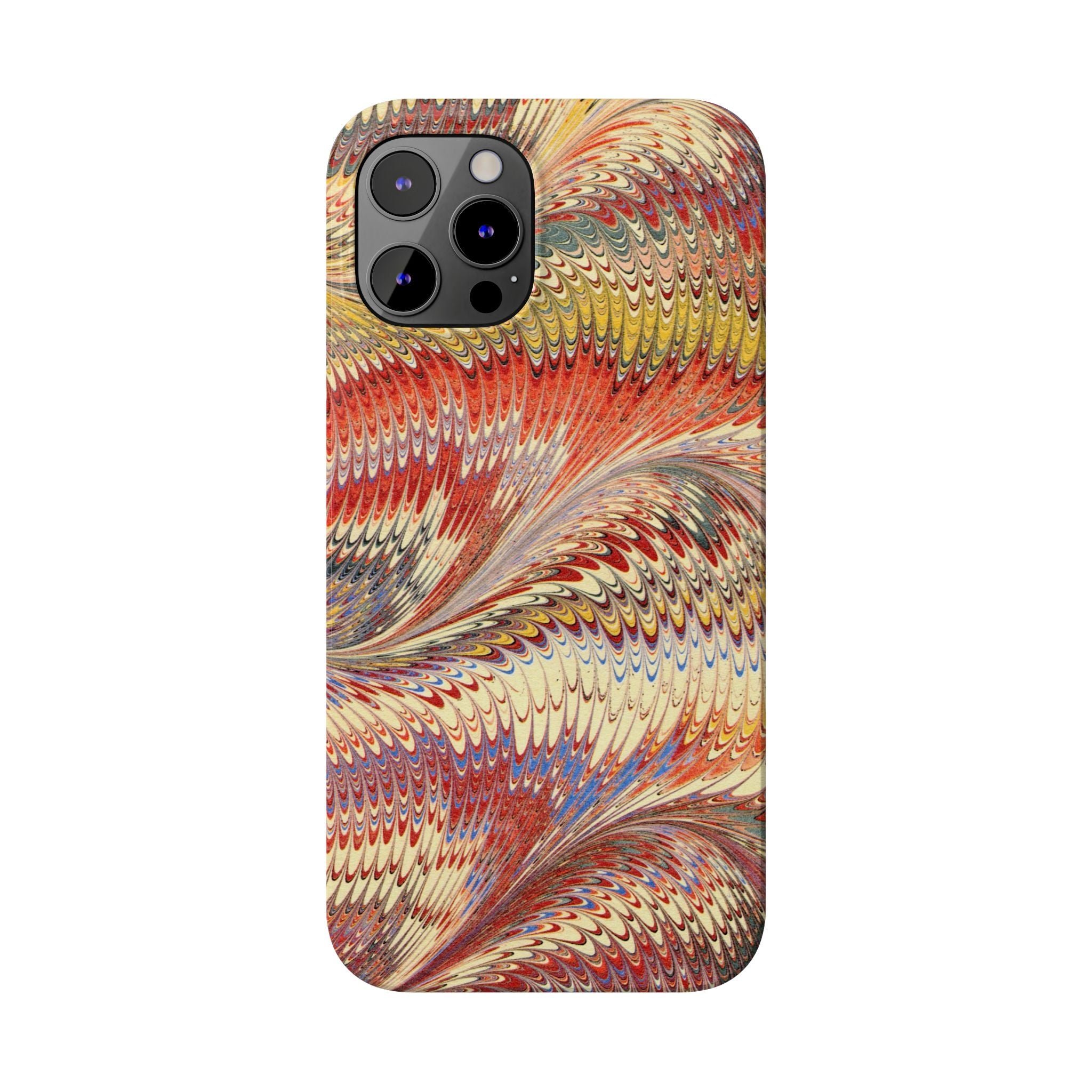 Marbled Design, Italy Feather Phone Case, Multi-Color, iPHONE16 Phone Cases and all sizes
