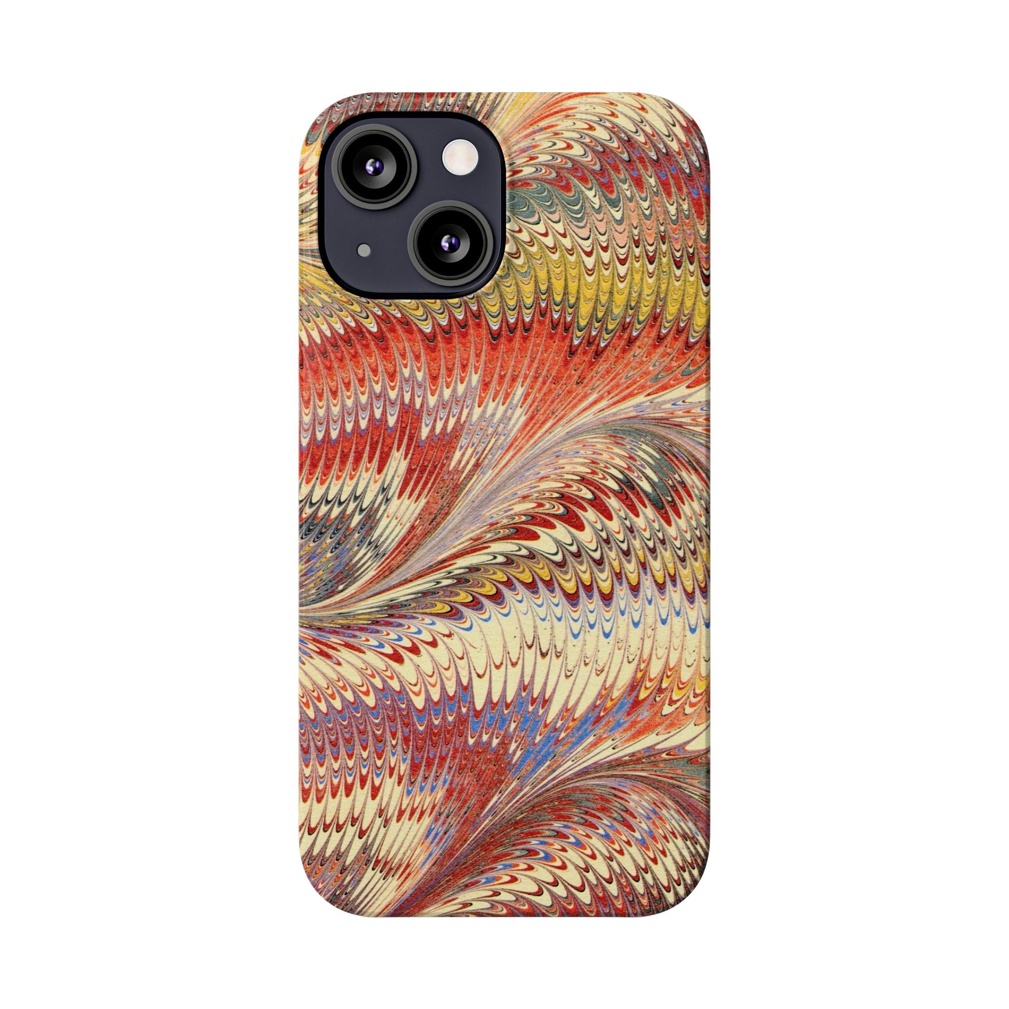 Marbled Design, Italy Feather Phone Case, Multi-Color, iPHONE16 Phone Cases and all sizes