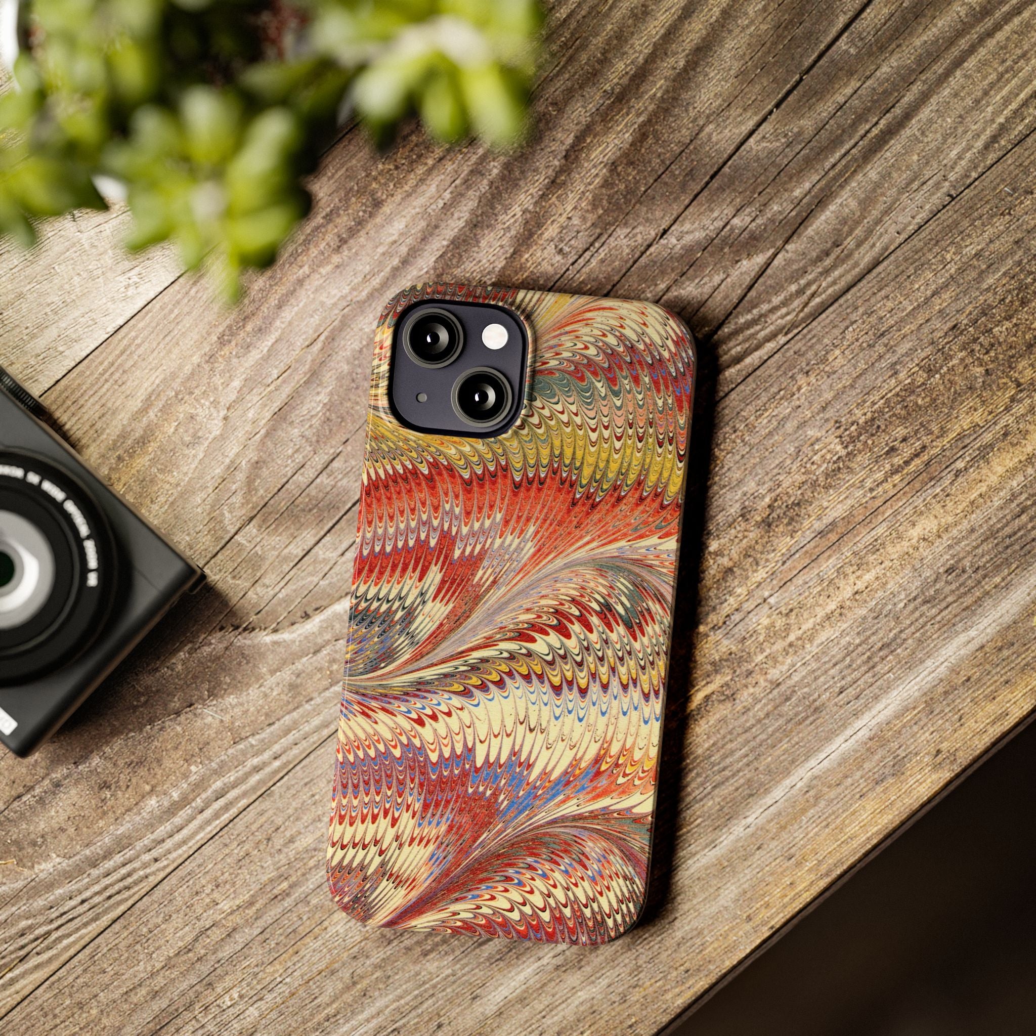 Marbled Design, Italy Feather Phone Case, Multi-Color, iPHONE16 Phone Cases and all sizes
