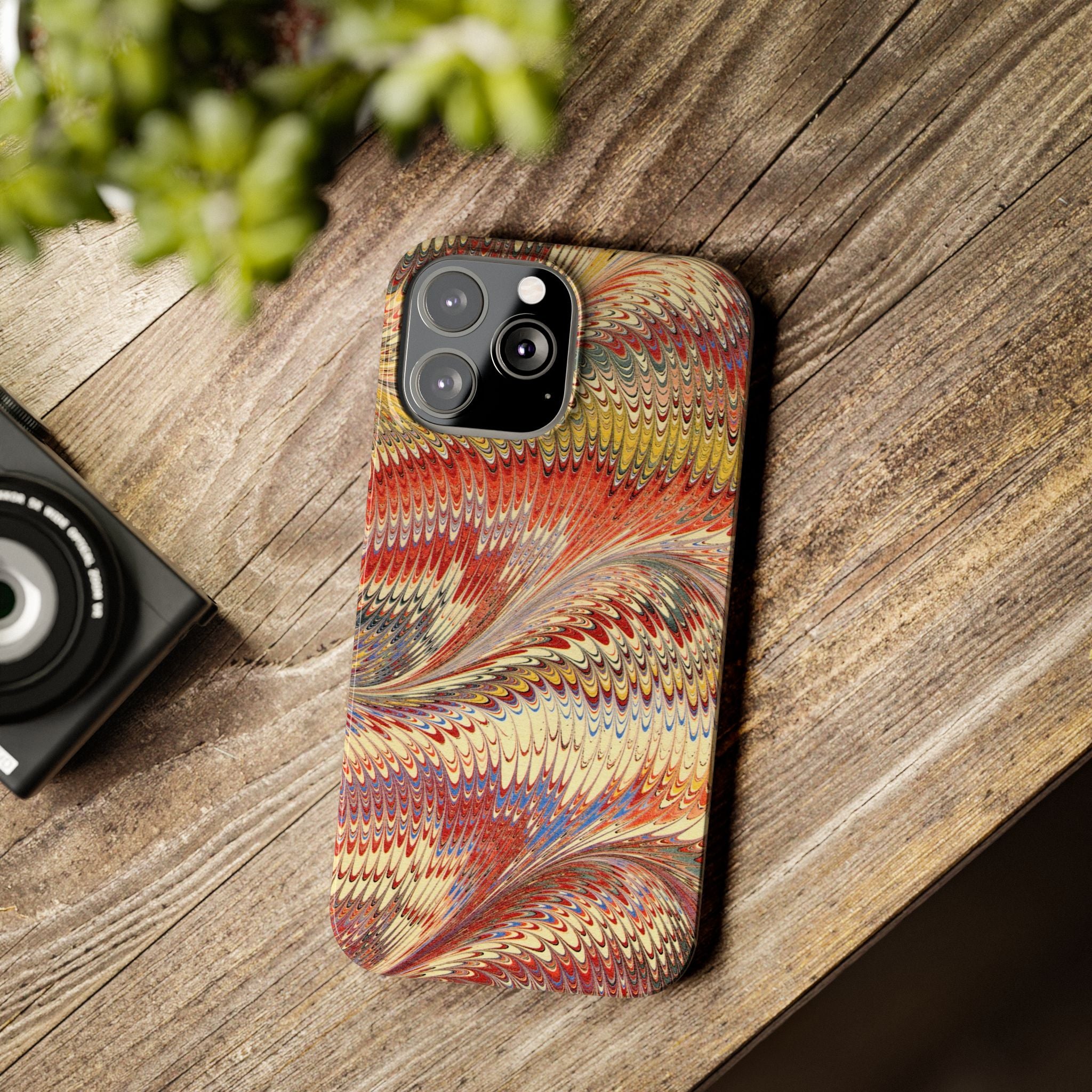 Marbled Design, Italy Feather Phone Case, Multi-Color, iPHONE16 Phone Cases and all sizes