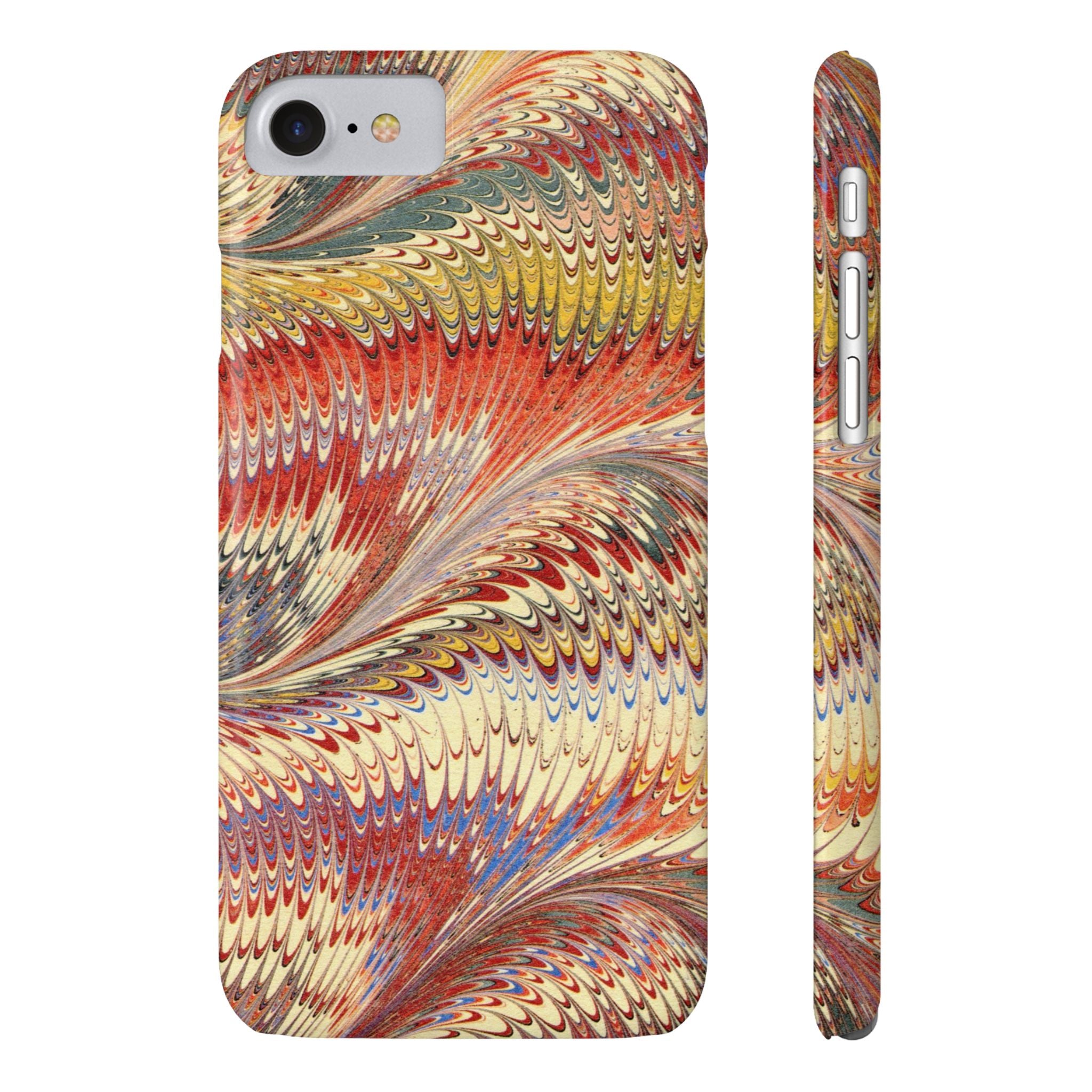 Marbled Design, Italy Feather Phone Case, Multi-Color, iPHONE16 Phone Cases and all sizes