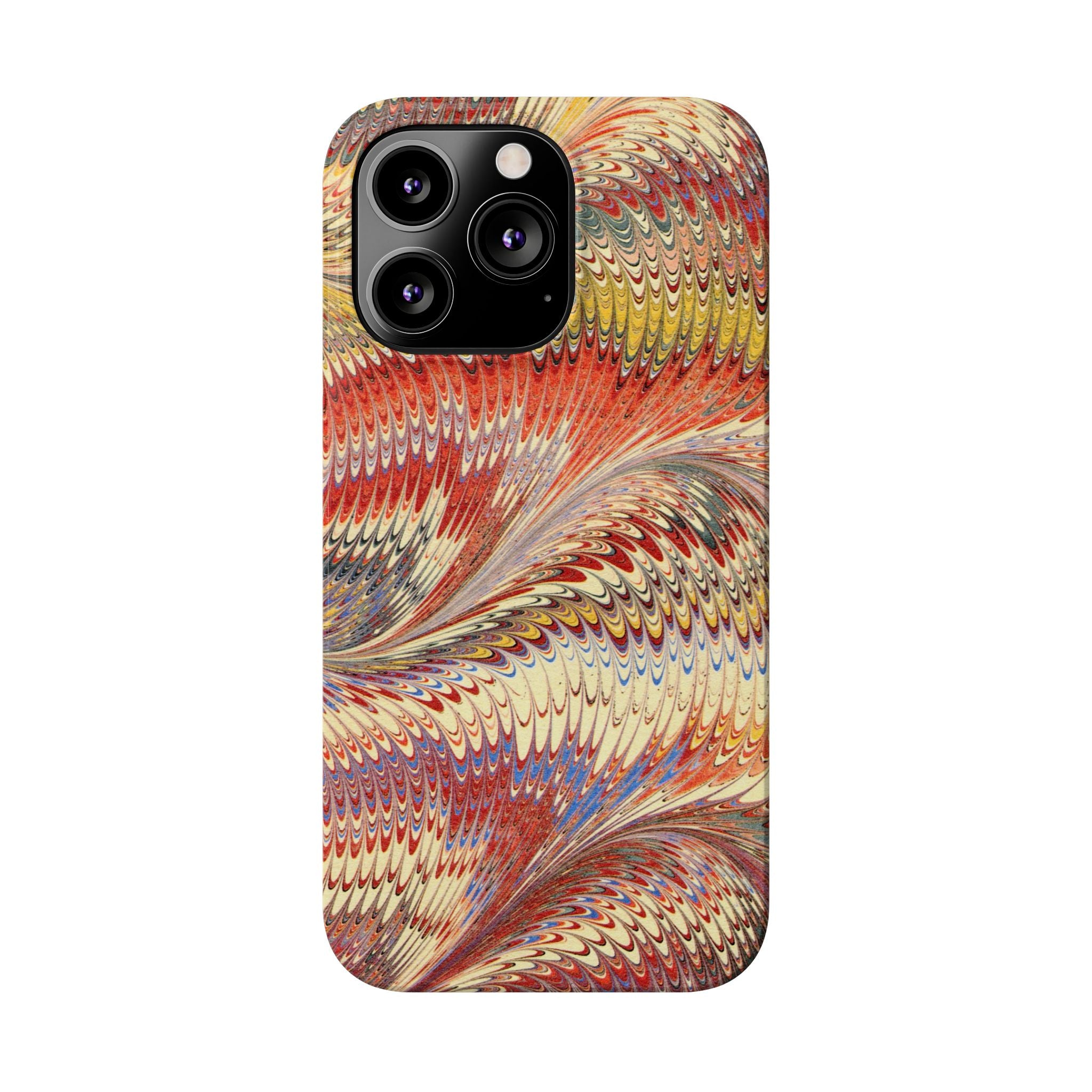 Marbled Design, Italy Feather Phone Case, Multi-Color, iPHONE16 Phone Cases and all sizes