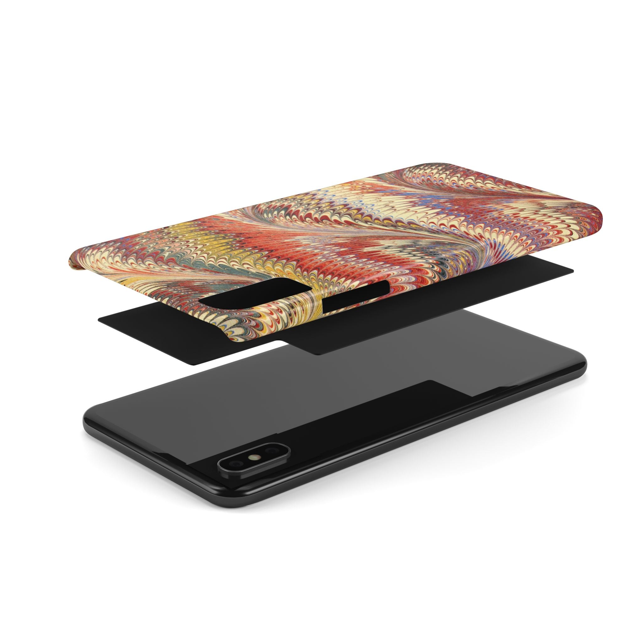 Marbled Design, Italy Feather Phone Case, Multi-Color, iPHONE16 Phone Cases and all sizes