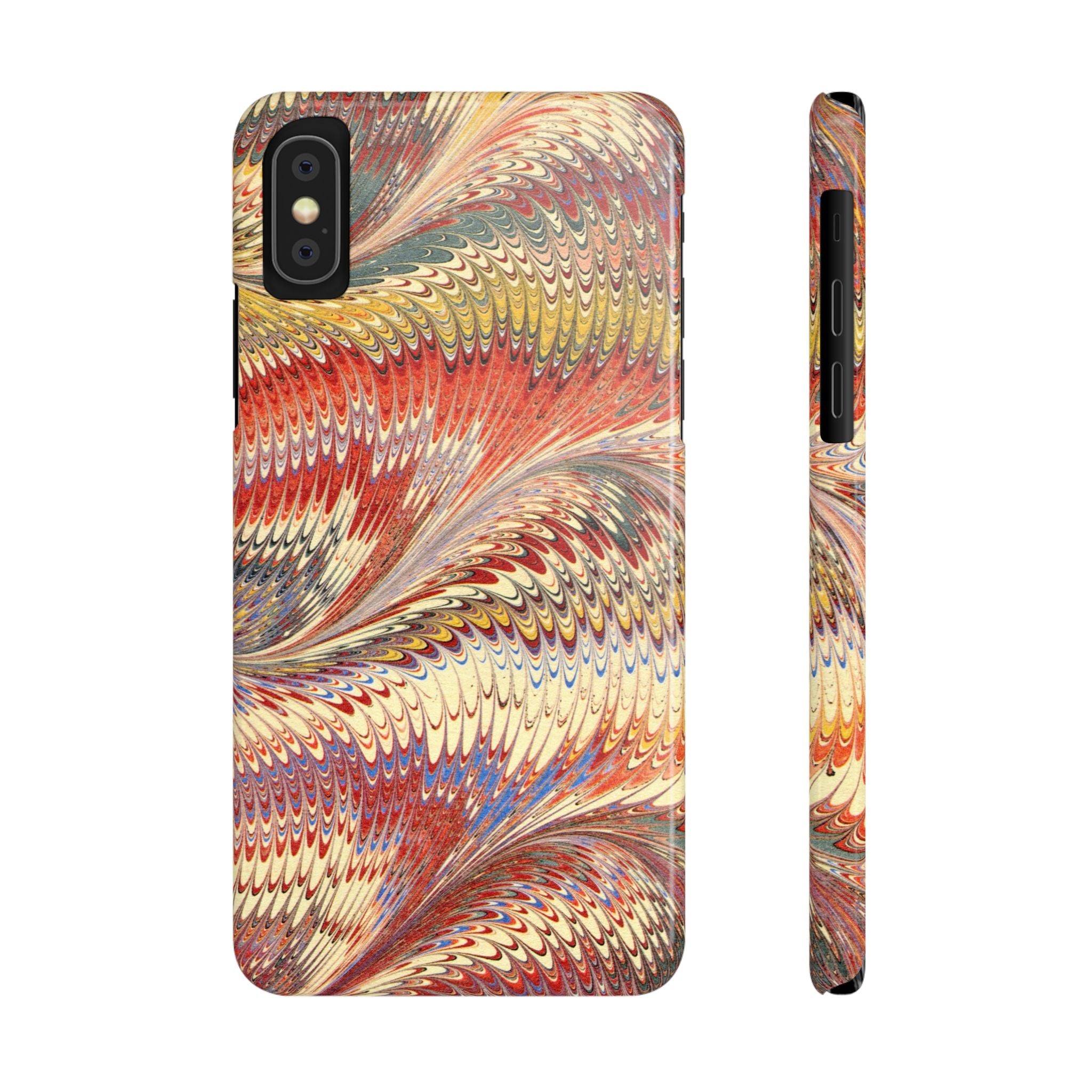 Marbled Design, Italy Feather Phone Case, Multi-Color, iPHONE16 Phone Cases and all sizes